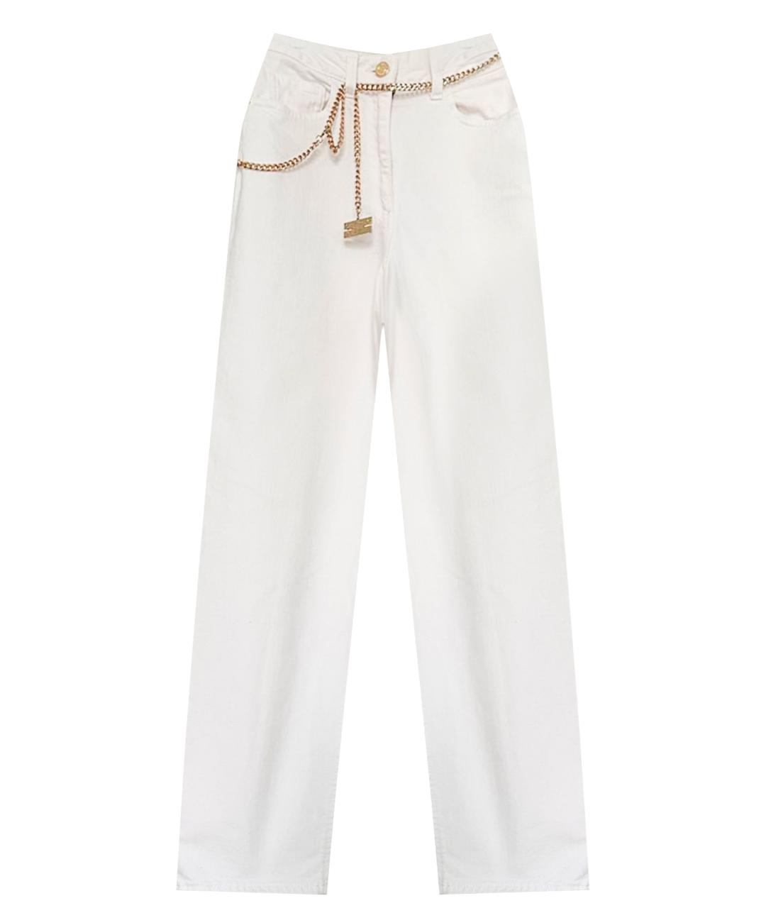 ELISABETTA FRANCHI Белые хлопковые прямые джинсы, фото 1