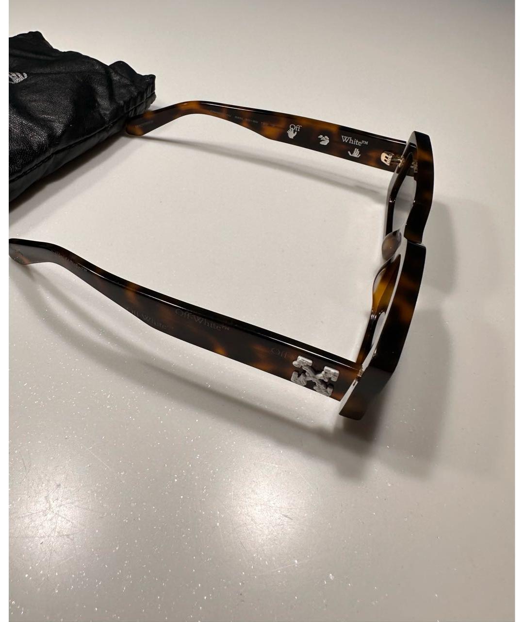 OFF-WHITE Коричневые пластиковые солнцезащитные очки, фото 2