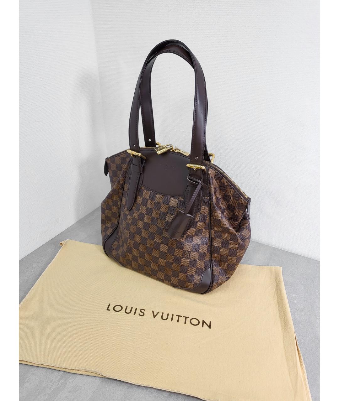 LOUIS VUITTON PRE-OWNED Коричневая кожаная сумка с короткими ручками, фото 9