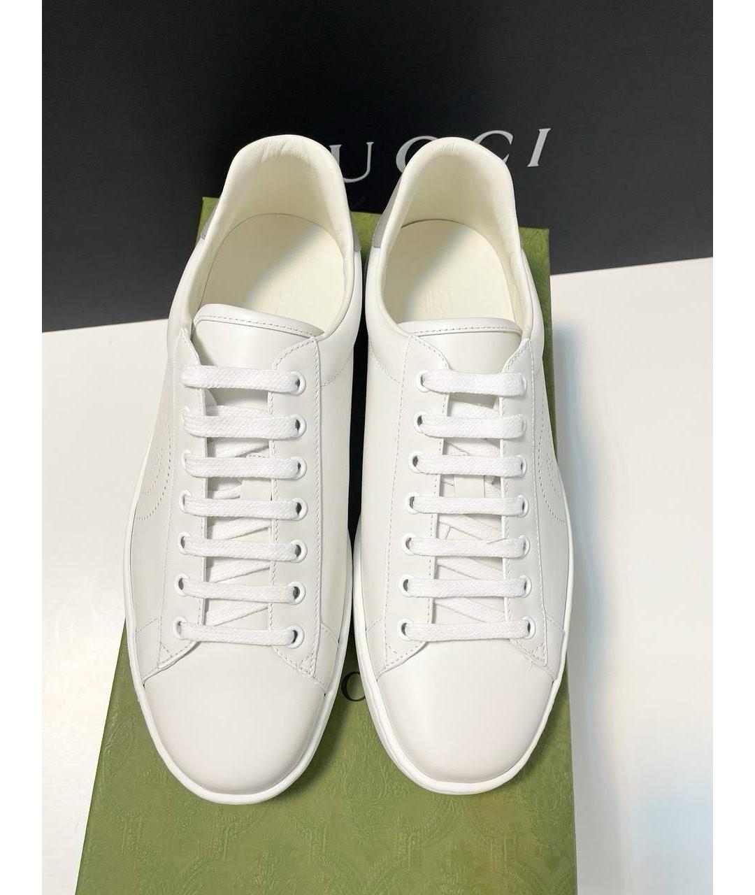 GUCCI Белые кожаные низкие кроссовки / кеды, фото 2