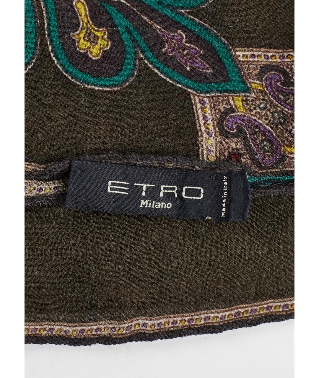 ETRO Хаки шелковый шарф, фото 3