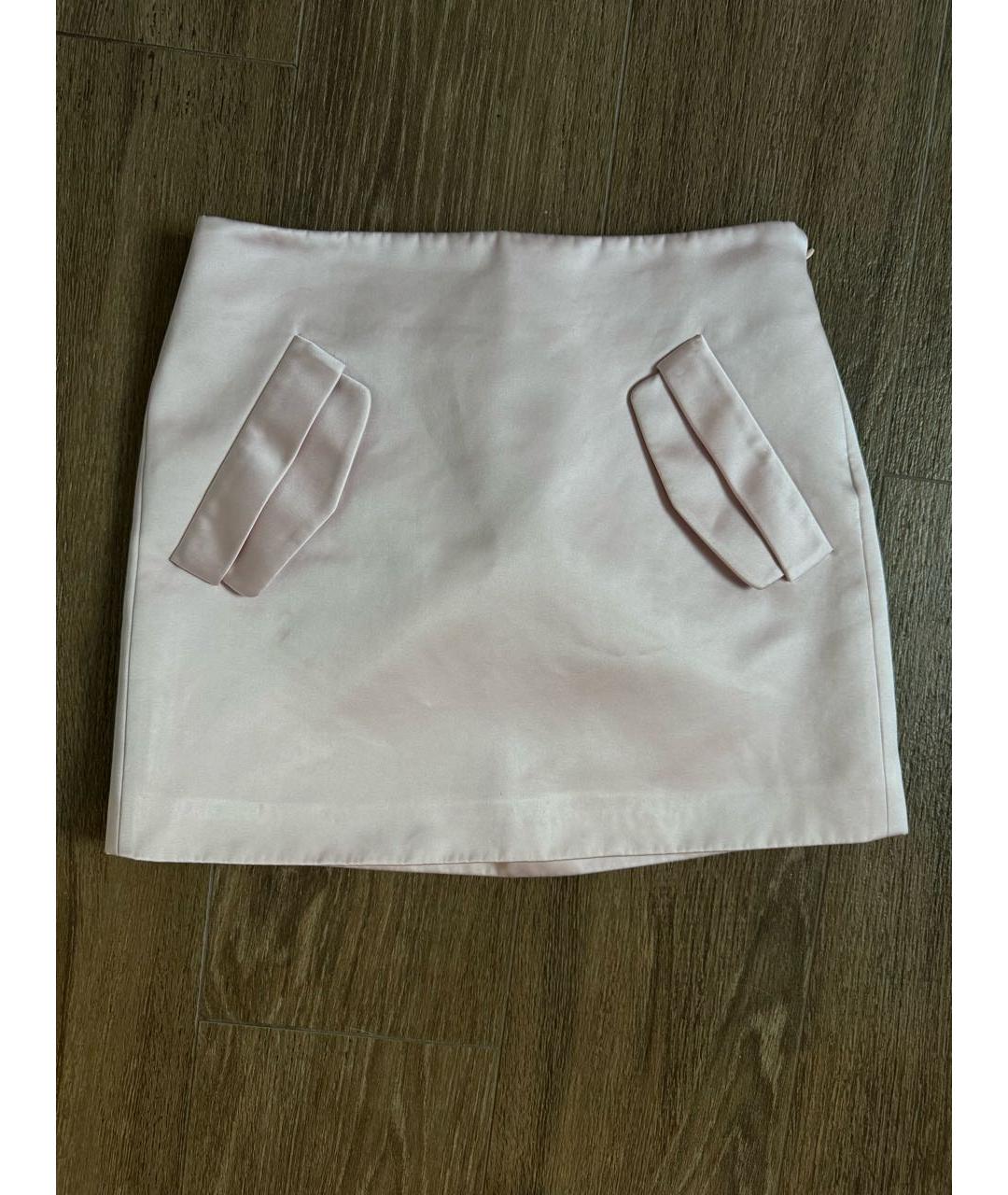 NO. 21 Розовая атласная юбка мини, фото 5