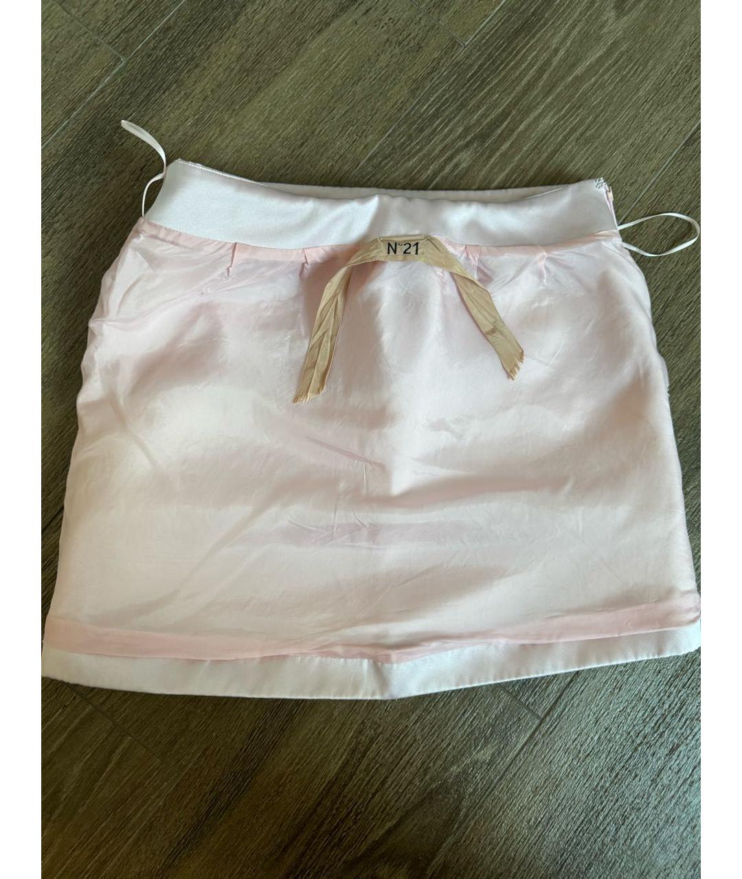 NO. 21 Розовая атласная юбка мини, фото 4