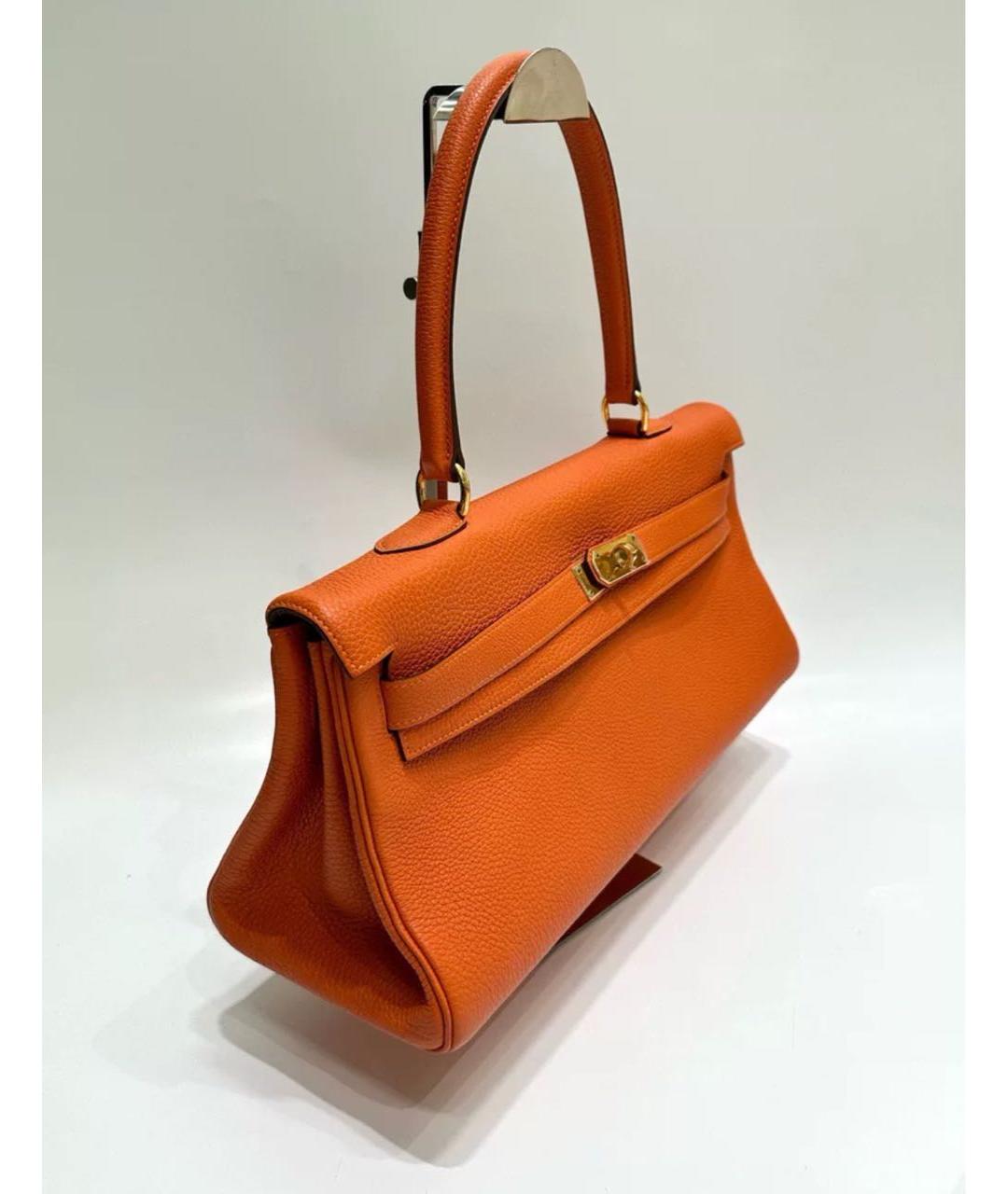 HERMES PRE-OWNED Оранжевая кожаная сумка с короткими ручками, фото 2