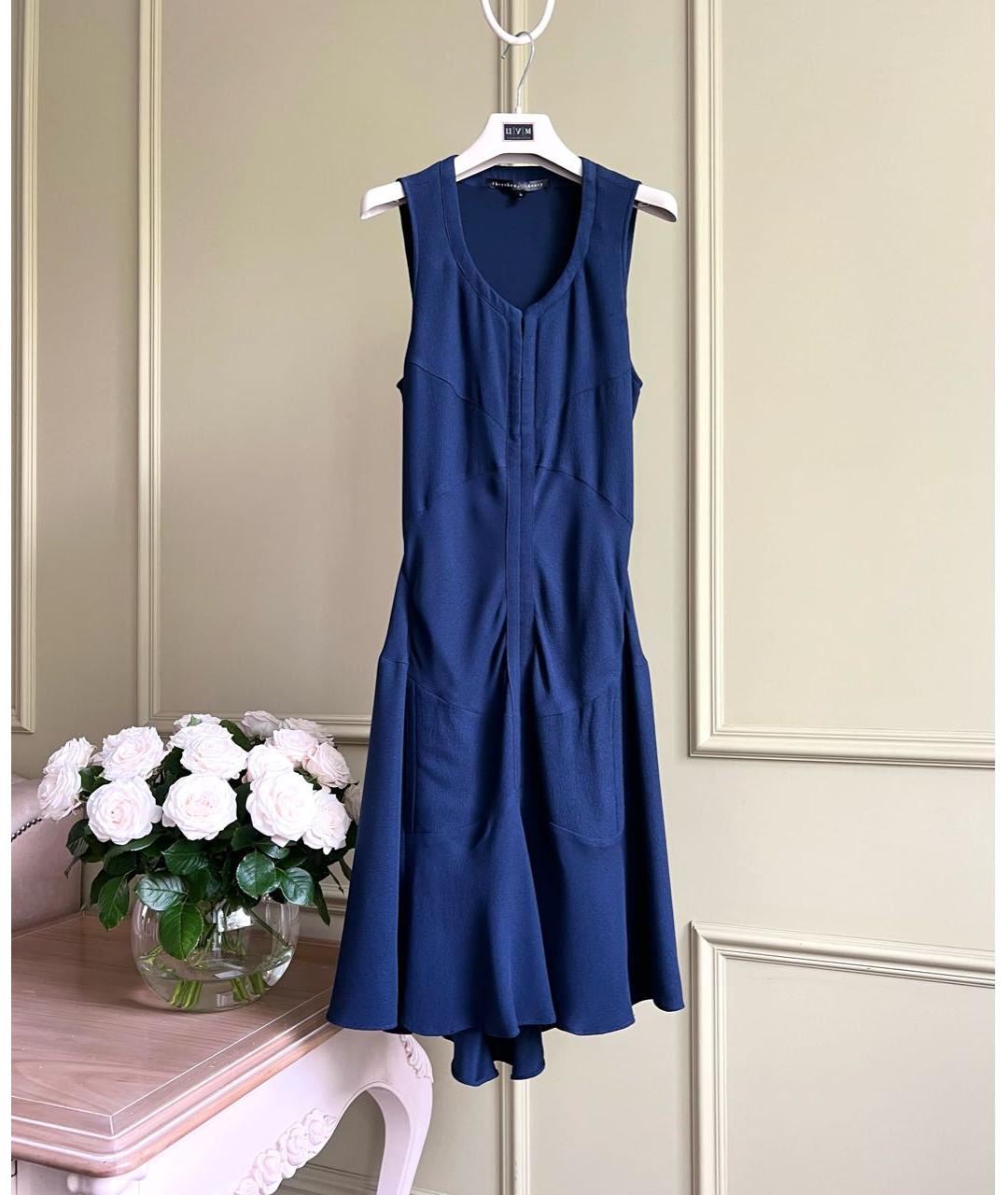 THEORY Темно-синее шелковое повседневное платье, фото 9