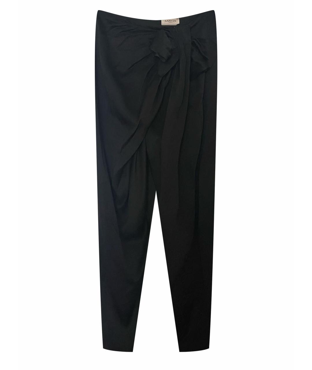 LANVIN Черные шелковые брюки широкие, фото 1