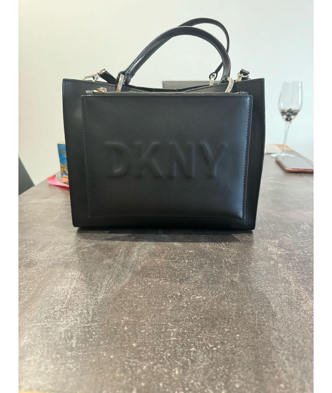 DKNY Черная кожаная сумка тоут, фото 7