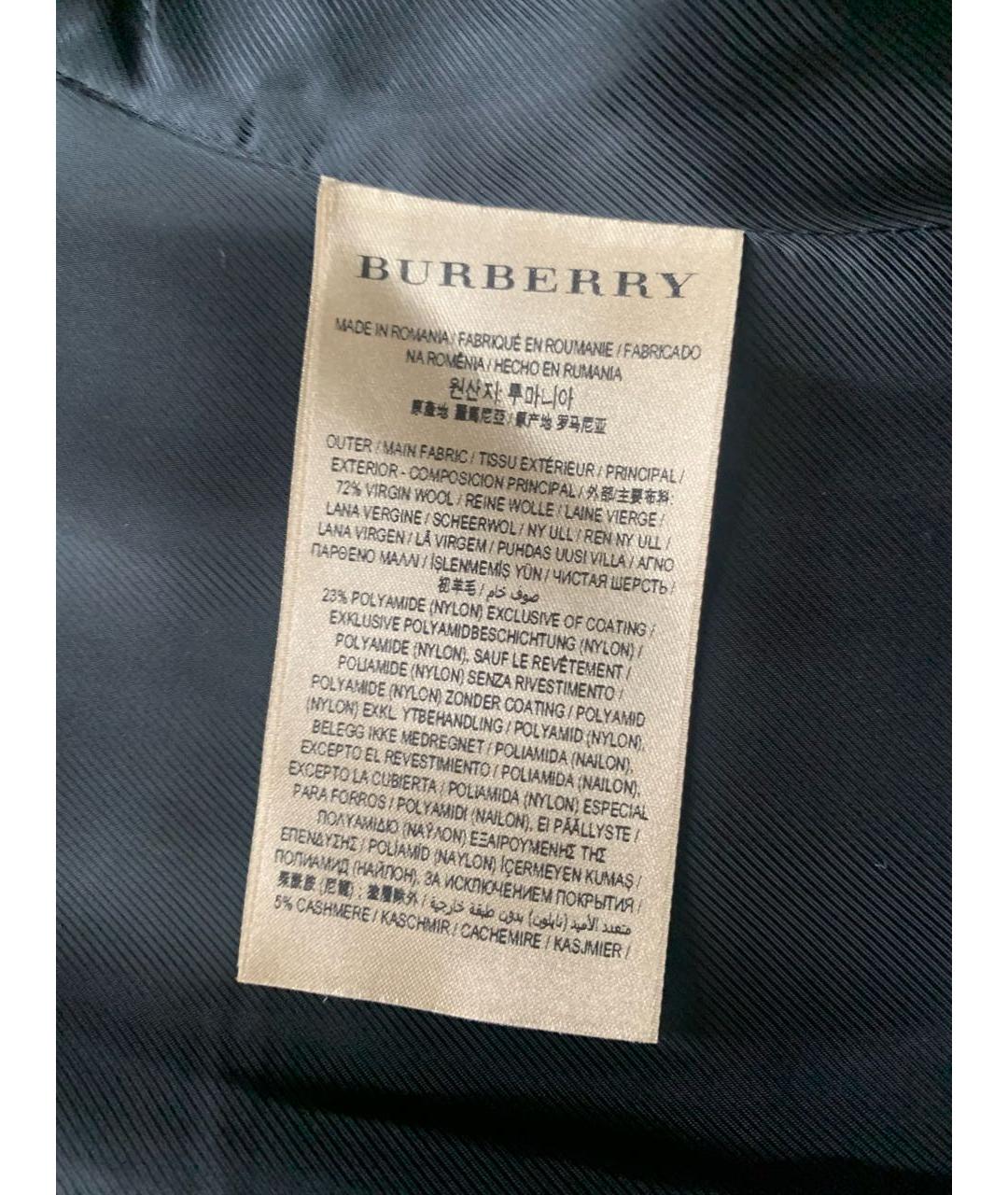 BURBERRY Темно-синее шерстяное пальто, фото 5
