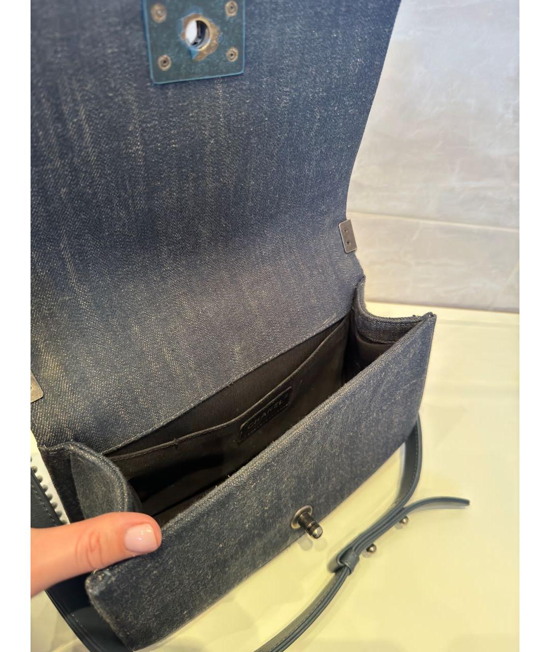 CHANEL PRE-OWNED Темно-синяя деним сумка через плечо, фото 4