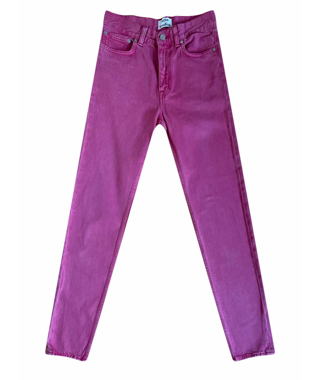 ACNE STUDIOS Розовые хлопковые прямые джинсы, фото 1