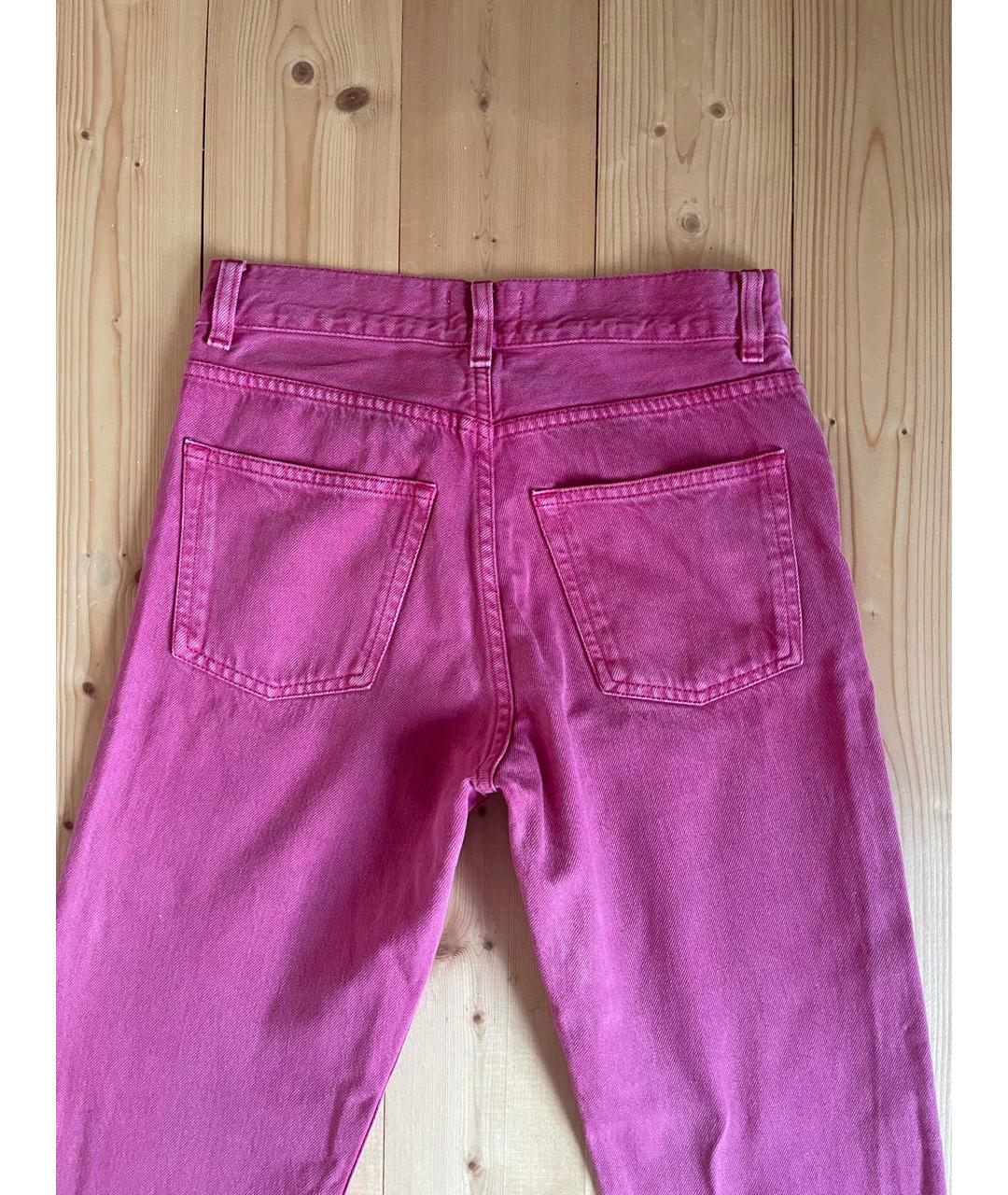 ACNE STUDIOS Розовые хлопковые прямые джинсы, фото 3