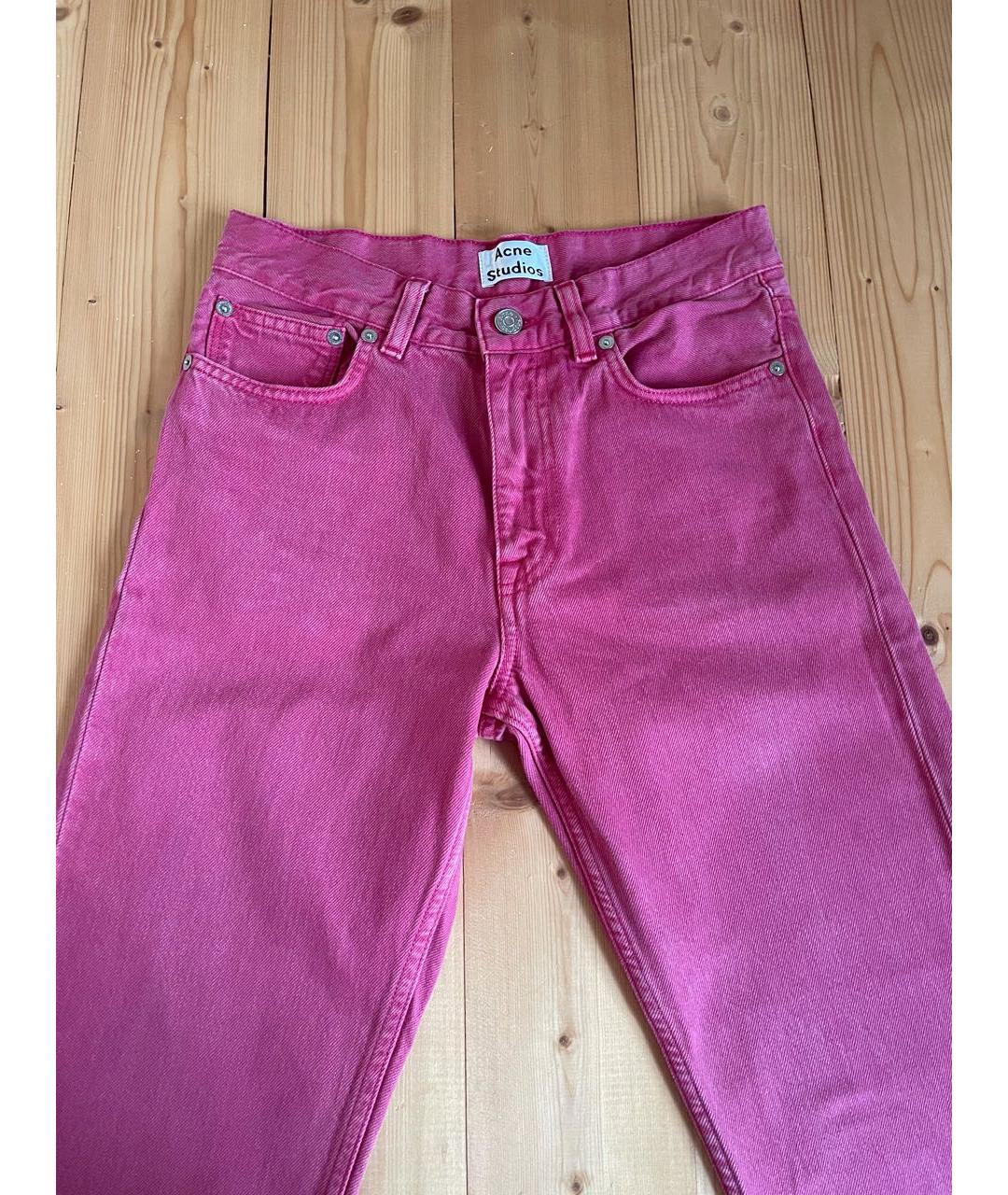 ACNE STUDIOS Розовые хлопковые прямые джинсы, фото 4