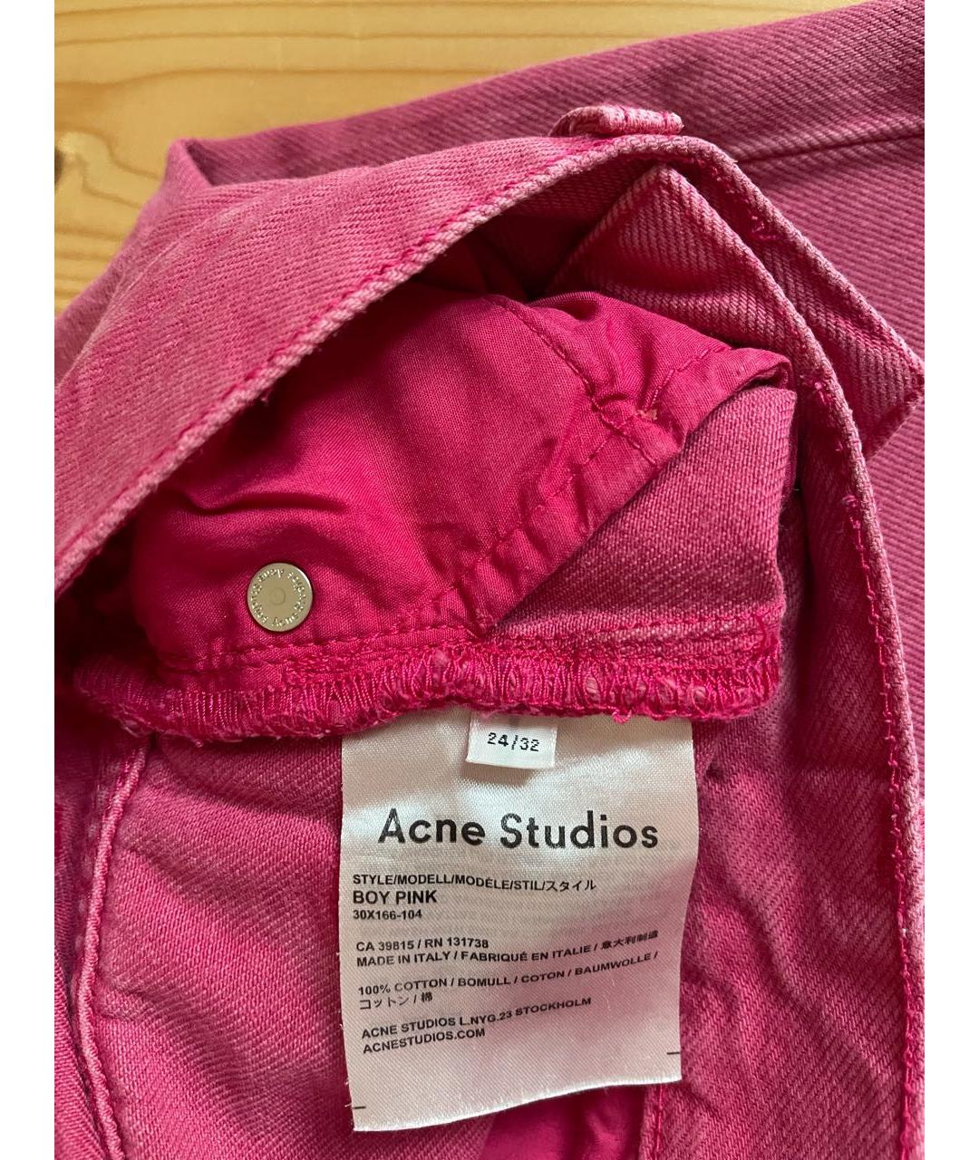 ACNE STUDIOS Розовые хлопковые прямые джинсы, фото 5
