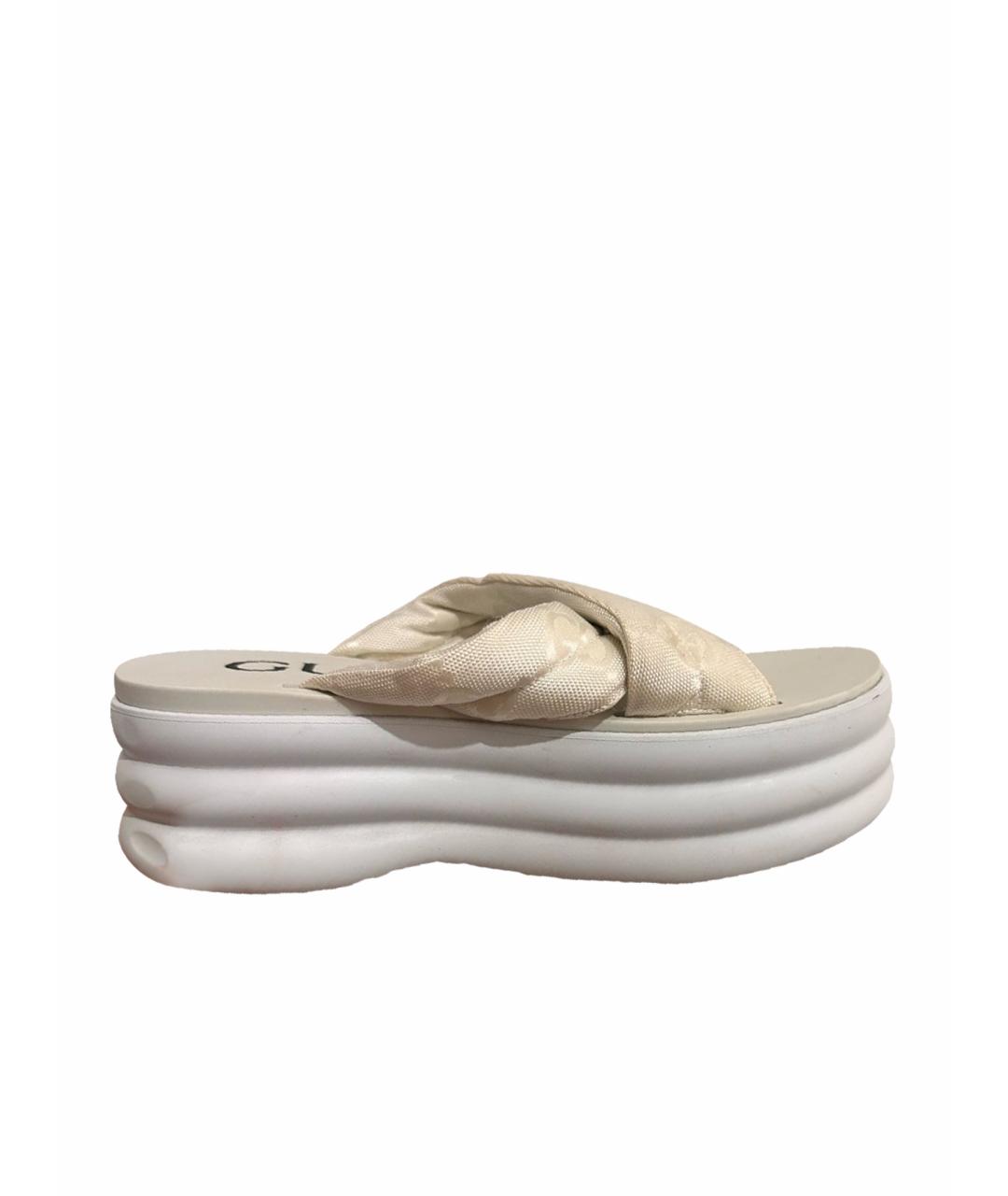 GUCCI Белые текстильные сандалии, фото 1