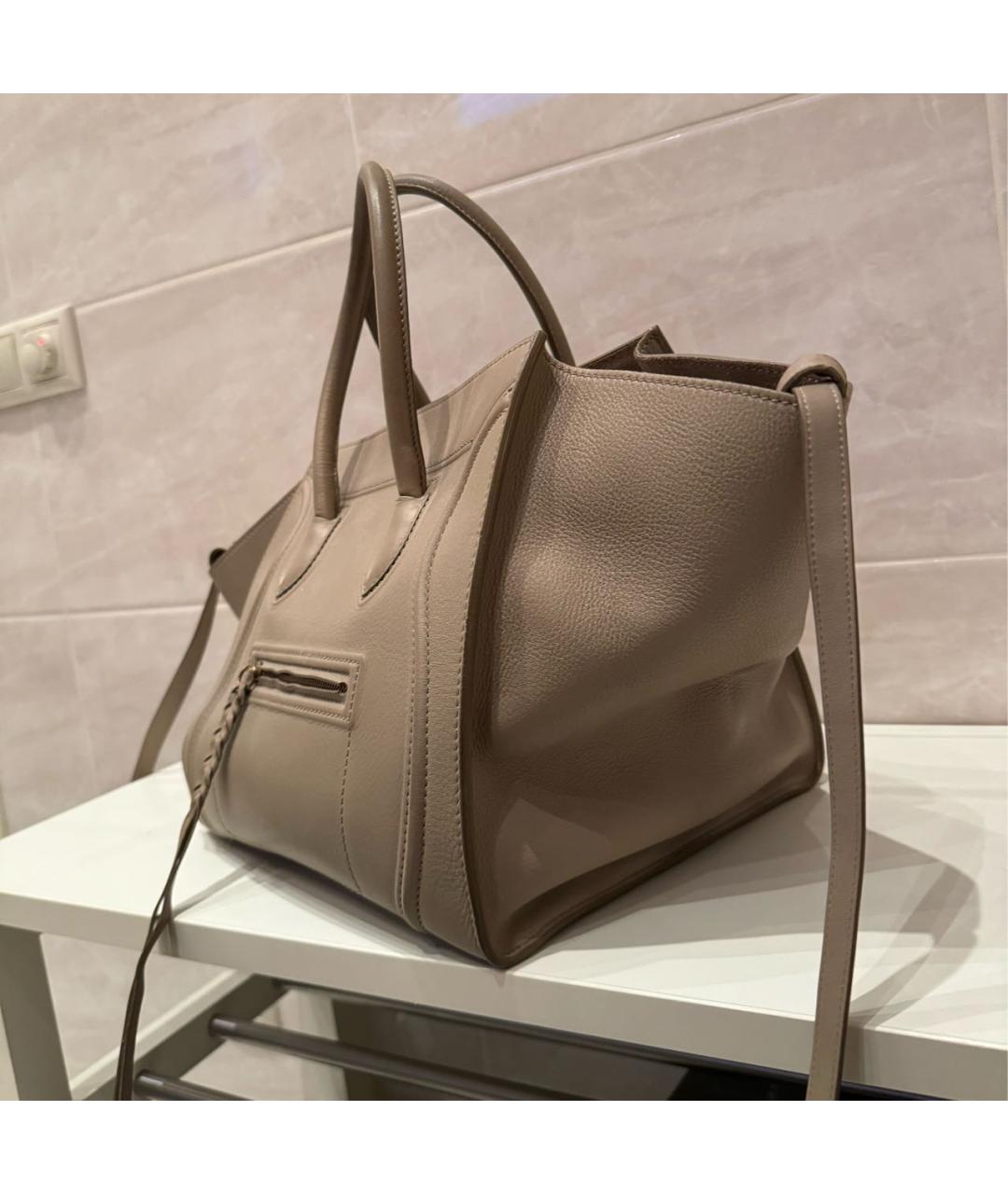 CELINE PRE-OWNED Коричневая кожаная сумка с короткими ручками, фото 2