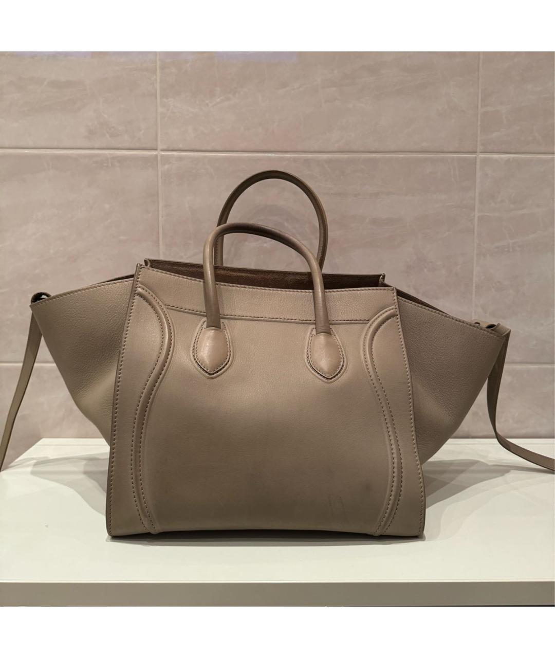 CELINE PRE-OWNED Коричневая кожаная сумка с короткими ручками, фото 3