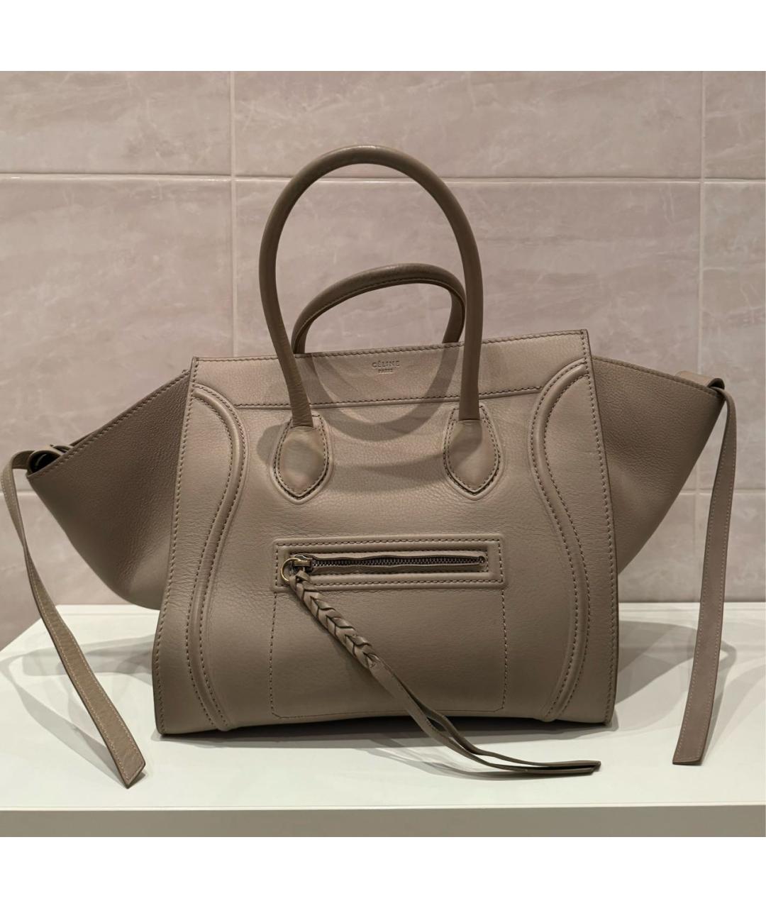 CELINE PRE-OWNED Коричневая кожаная сумка с короткими ручками, фото 5