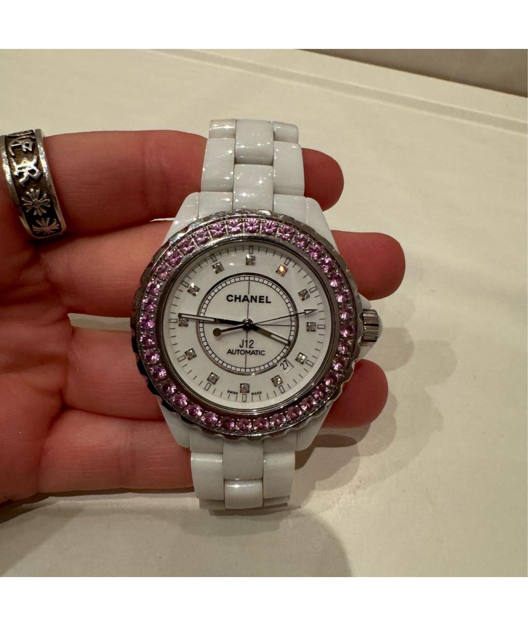 CHANEL PRE-OWNED Белые керамические часы, фото 6