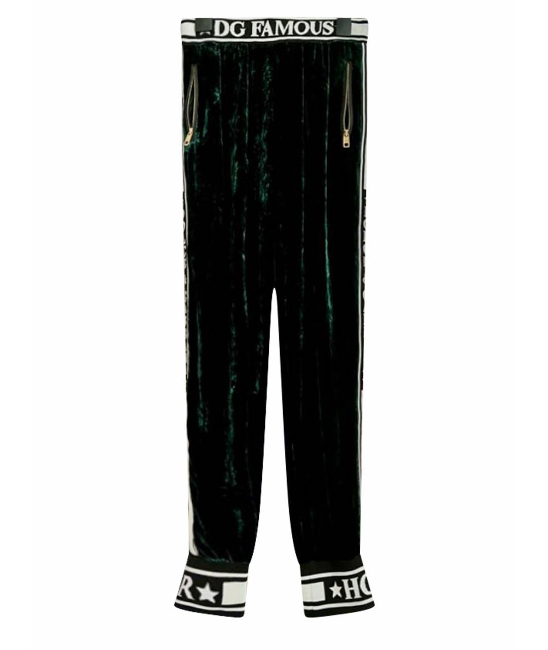 DOLCE&GABBANA Зеленые бархатные брюки узкие, фото 1