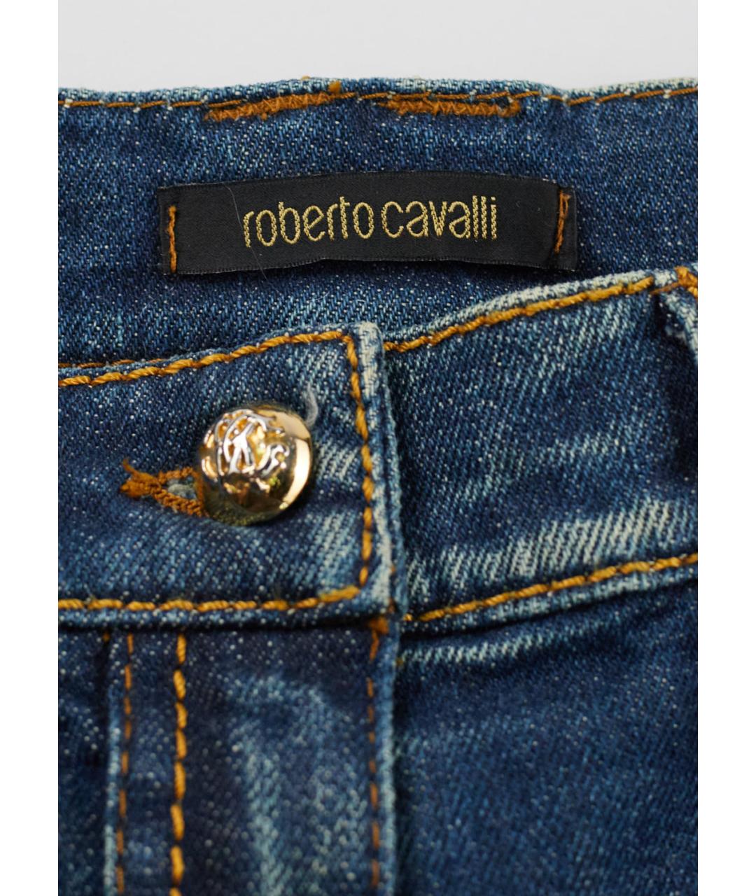 ROBERTO CAVALLI Темно-синяя хлопковая юбка мини, фото 3