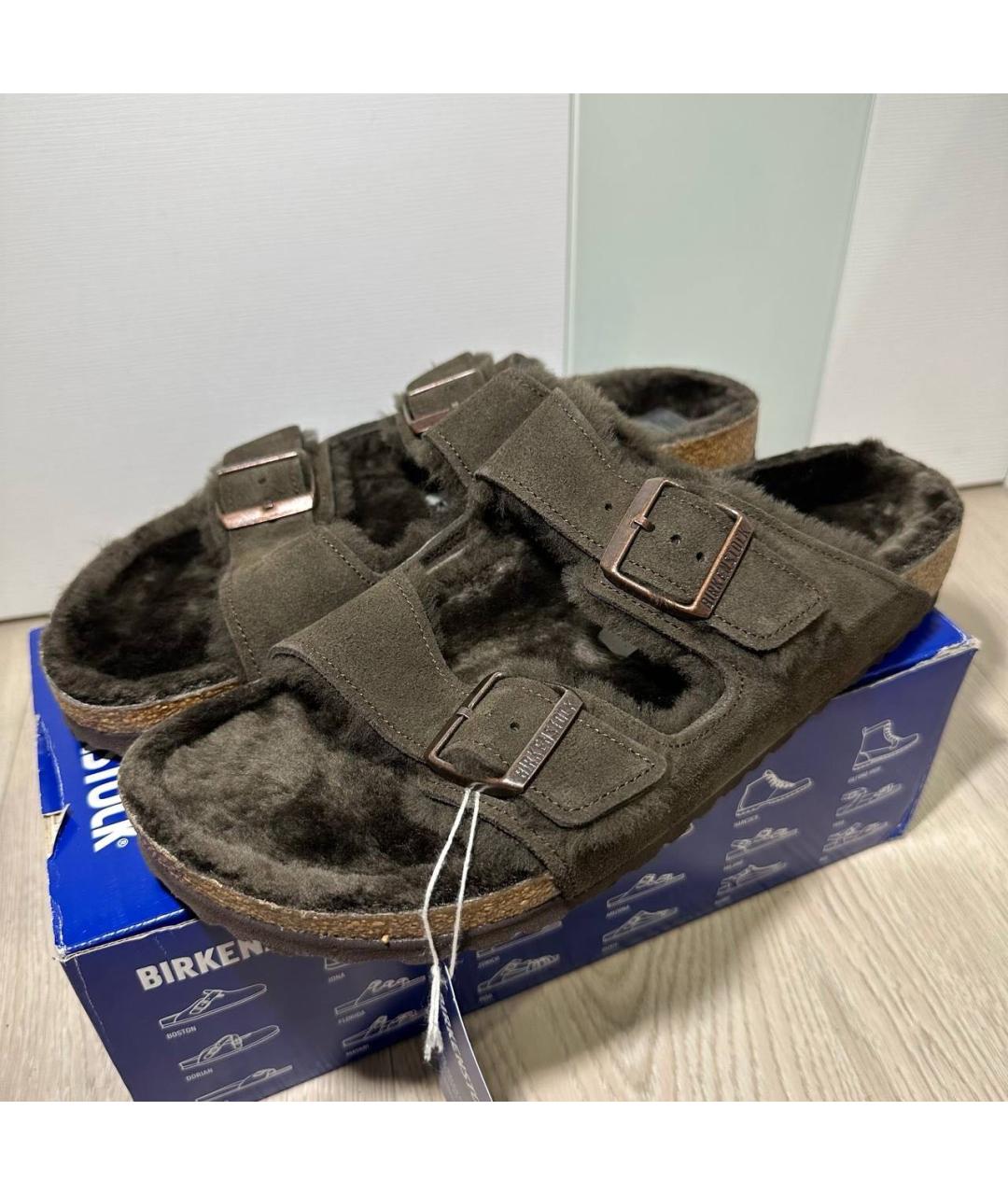 BIRKENSTOCK Коричневые замшевые сандалии, фото 3