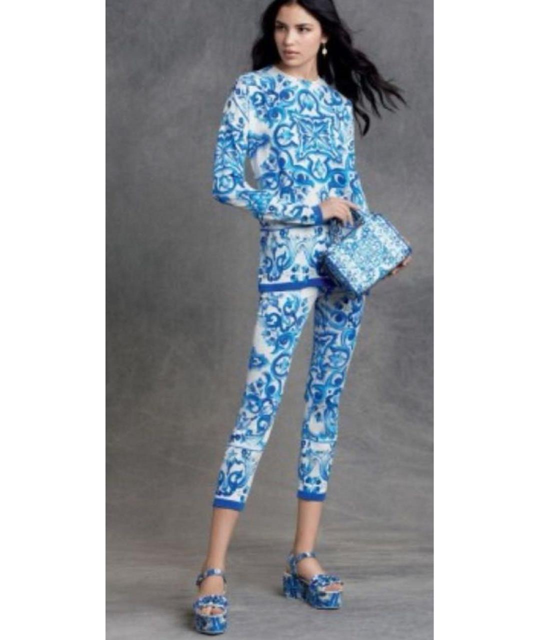 DOLCE&GABBANA Голубые кожаные босоножки, фото 4
