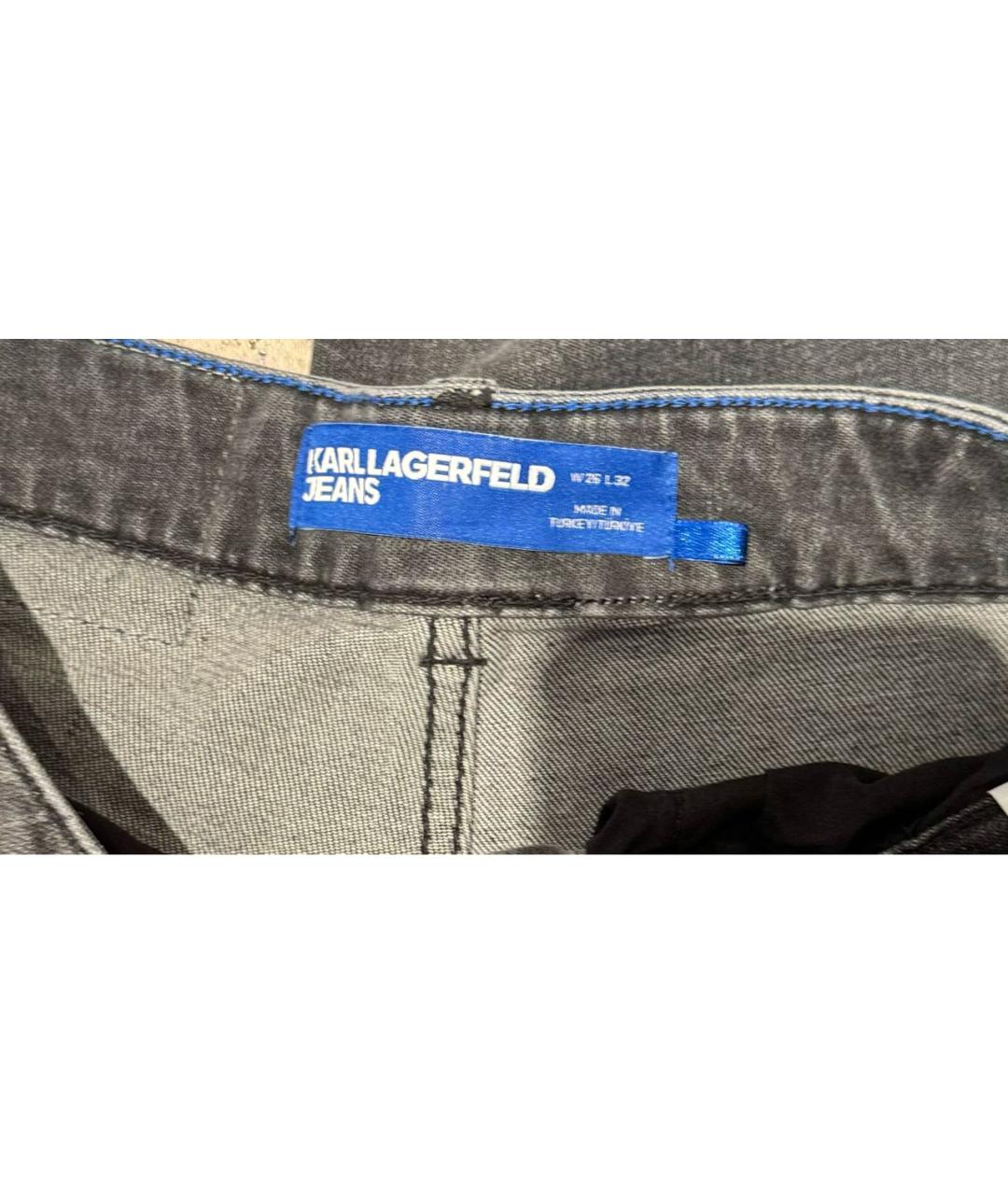 KARL LAGERFELD Серые хлопко-эластановые прямые джинсы, фото 3
