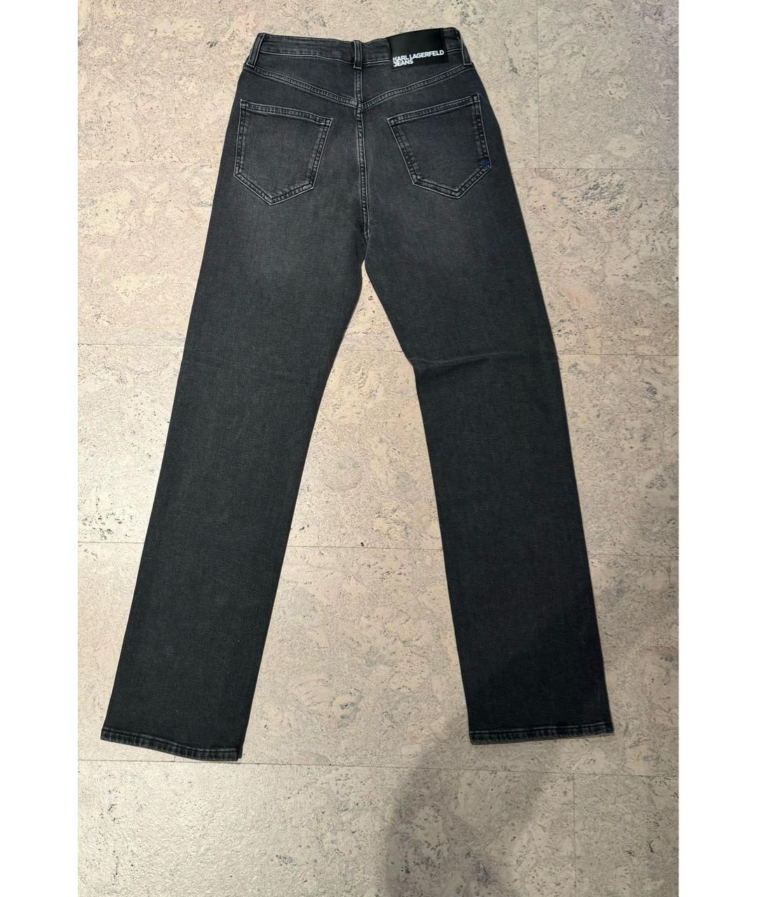 KARL LAGERFELD Серые хлопко-эластановые прямые джинсы, фото 2