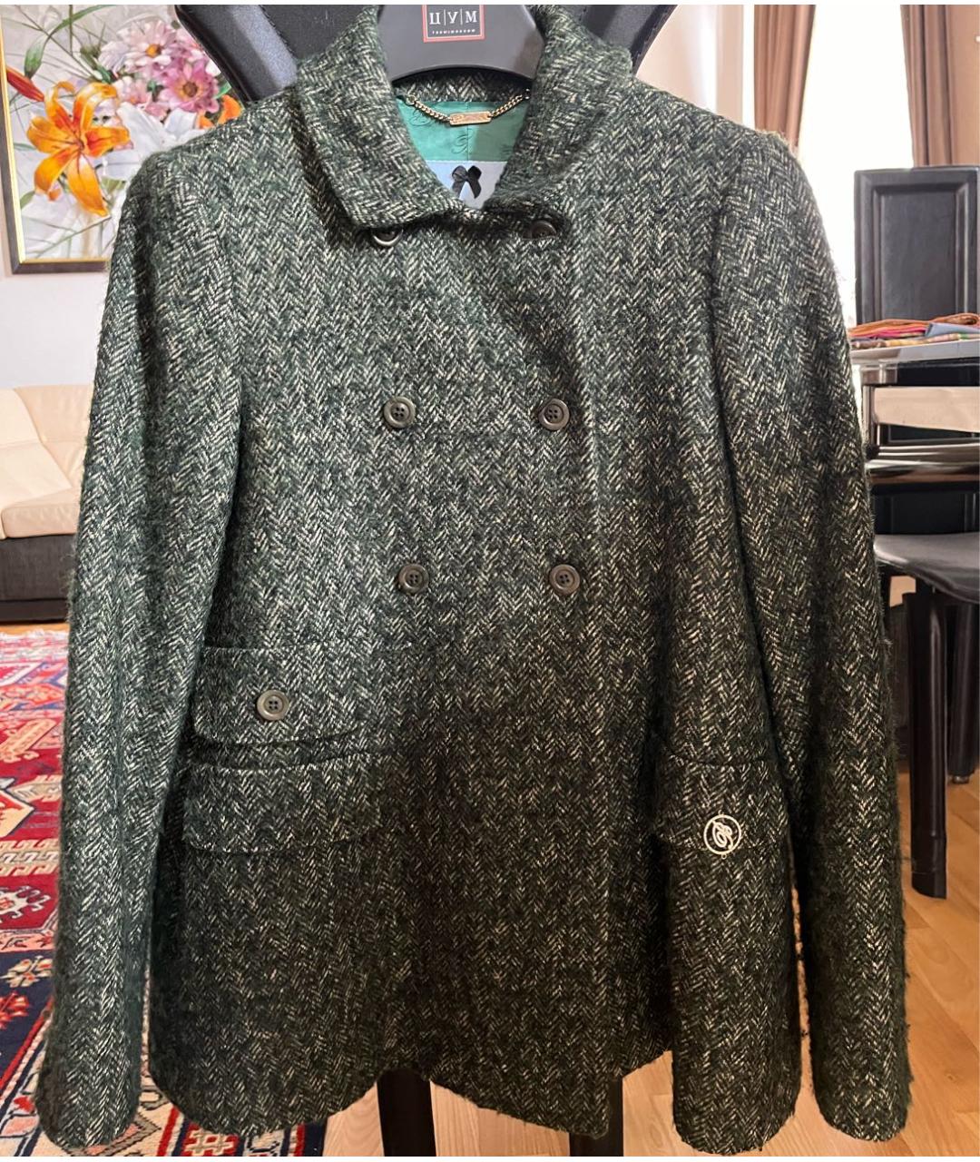 BLUMARINE Зеленые шерстяное пальто, фото 9