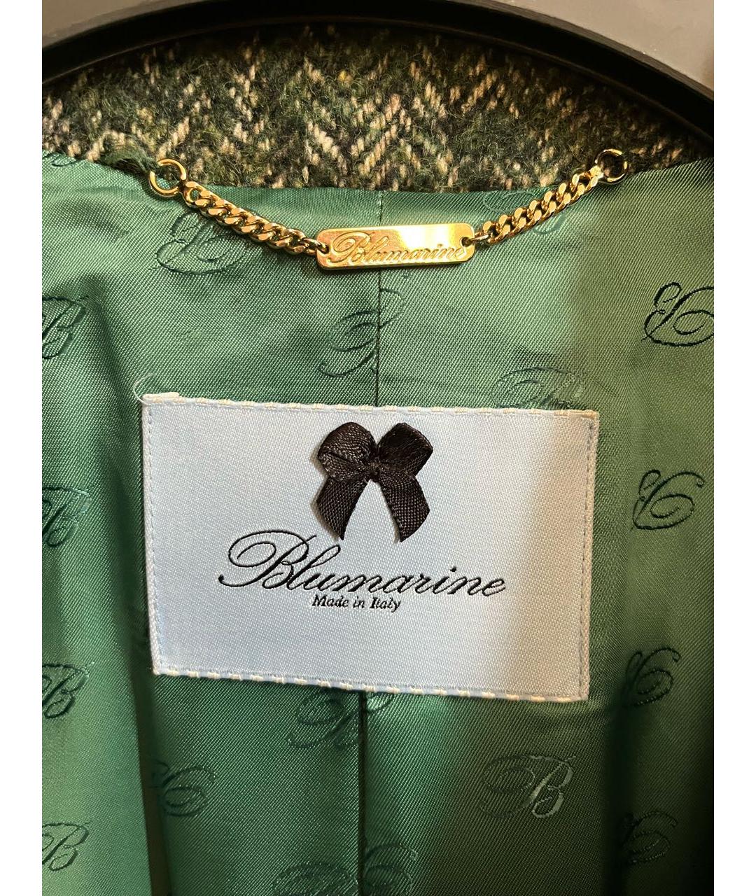 BLUMARINE Зеленые шерстяное пальто, фото 3