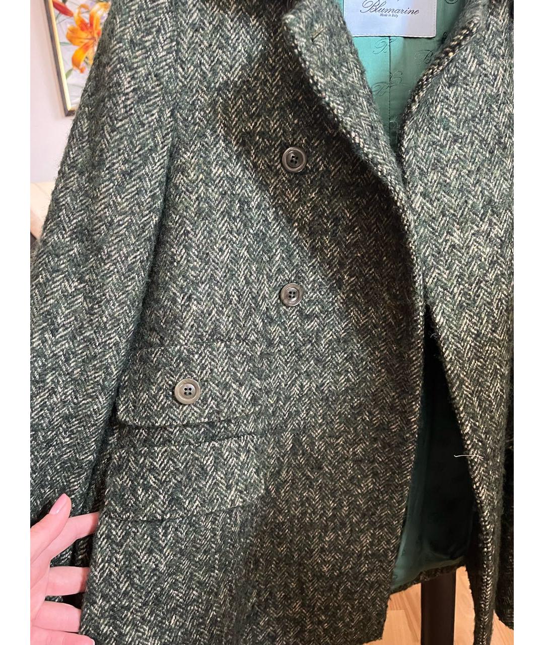 BLUMARINE Зеленые шерстяное пальто, фото 6