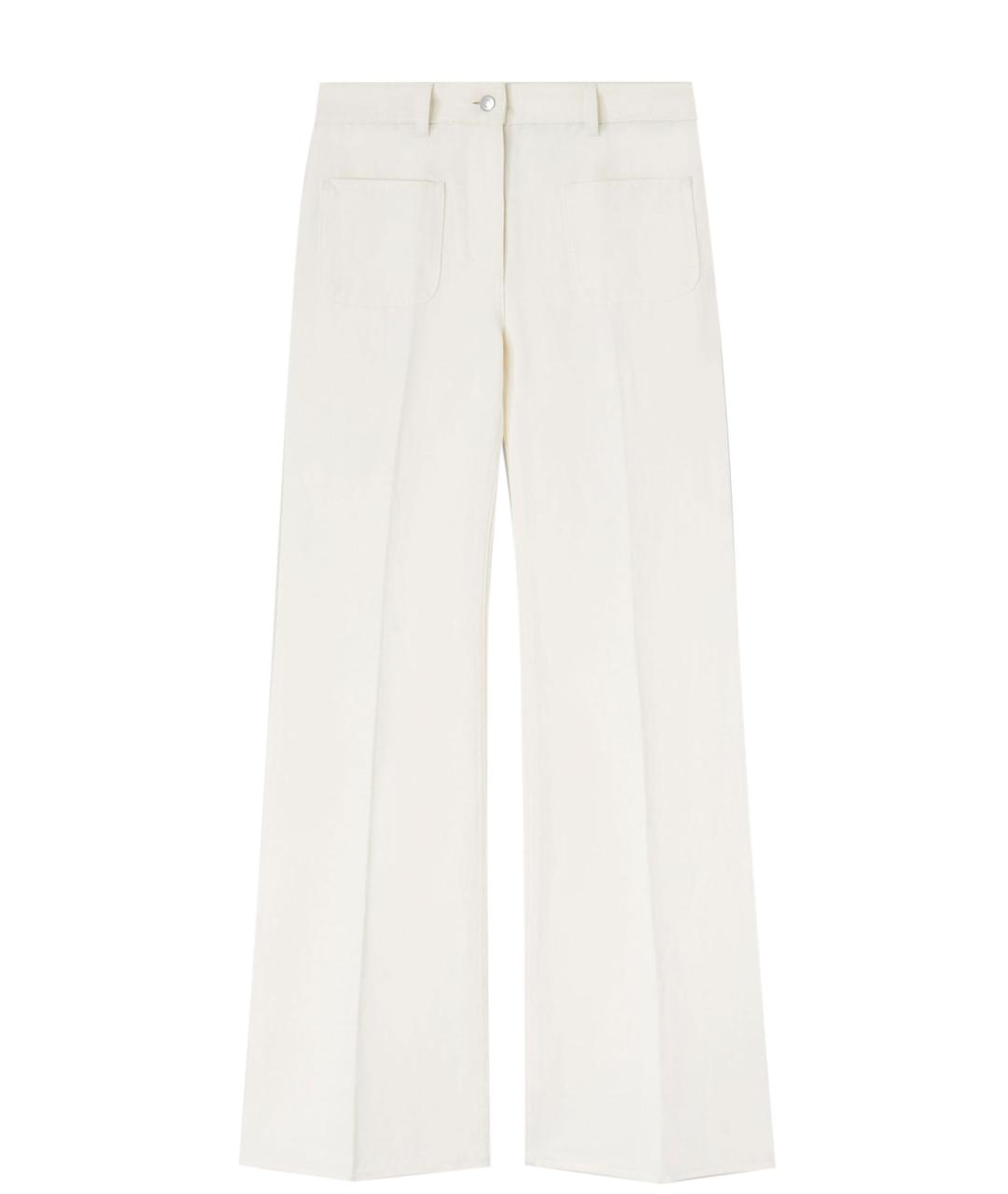 LORO PIANA Белые хлопковые прямые брюки, фото 1