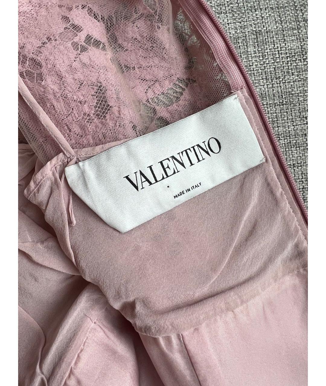 VALENTINO Розовое кружевное коктейльное платье, фото 5
