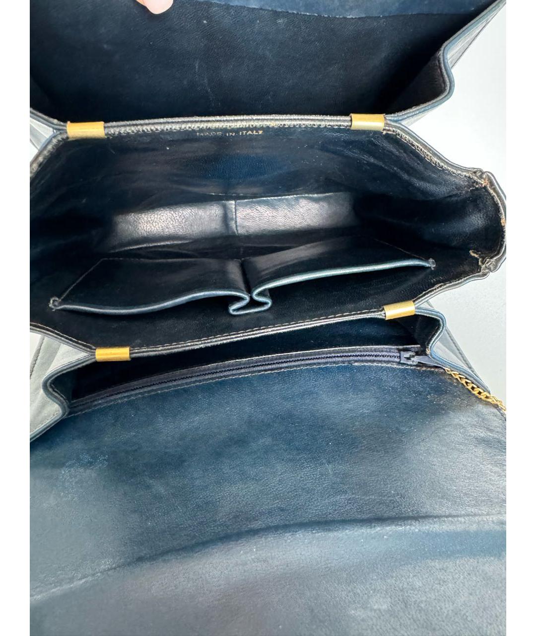 CELINE Темно-синяя кожаная сумка через плечо, фото 4