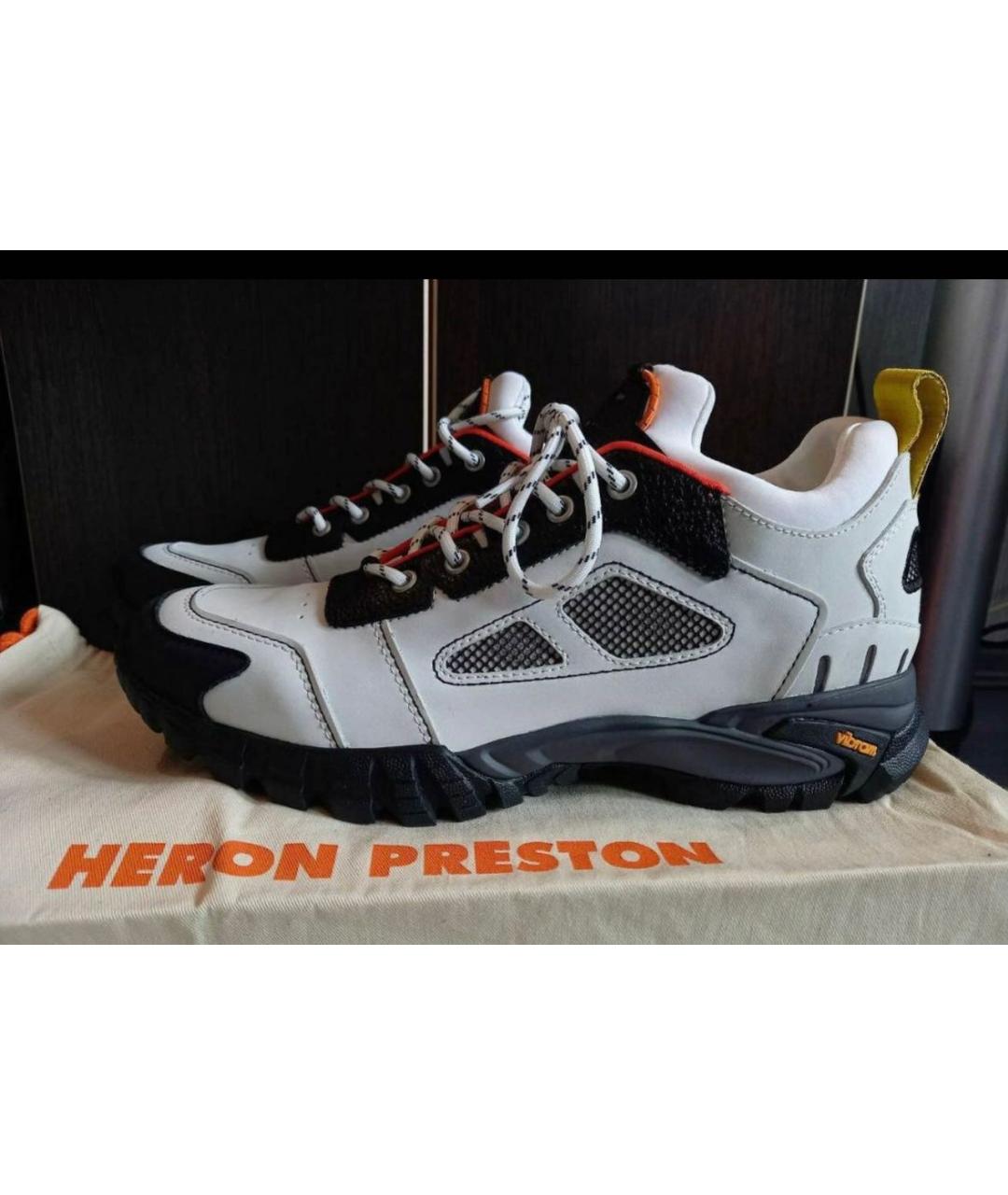 HERON PRESTON Белые кожаные низкие кроссовки / кеды, фото 4