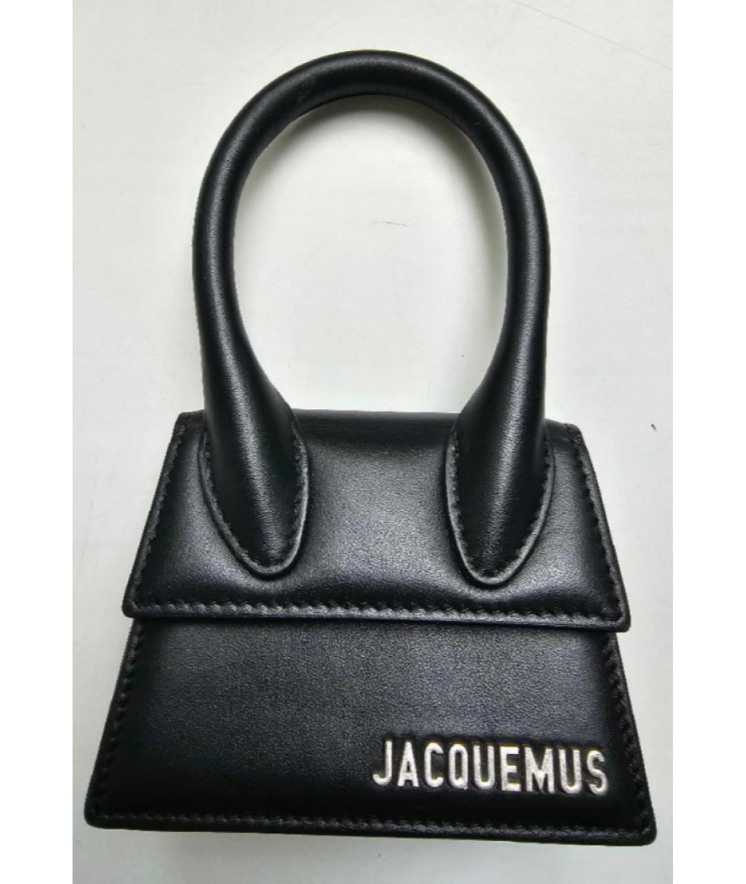 JACQUEMUS Черная кожаная сумка с короткими ручками, фото 5