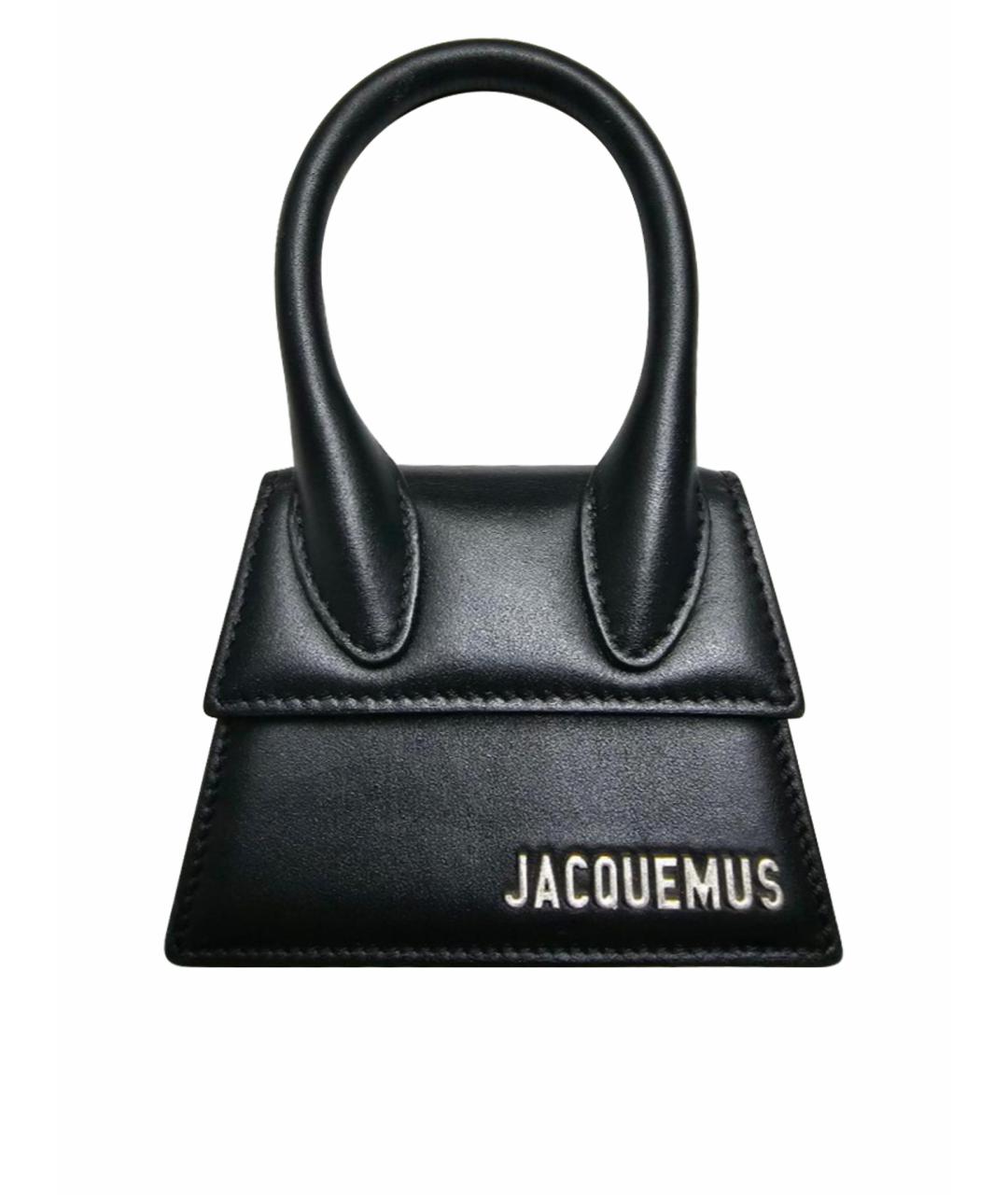 JACQUEMUS Черная кожаная сумка с короткими ручками, фото 1
