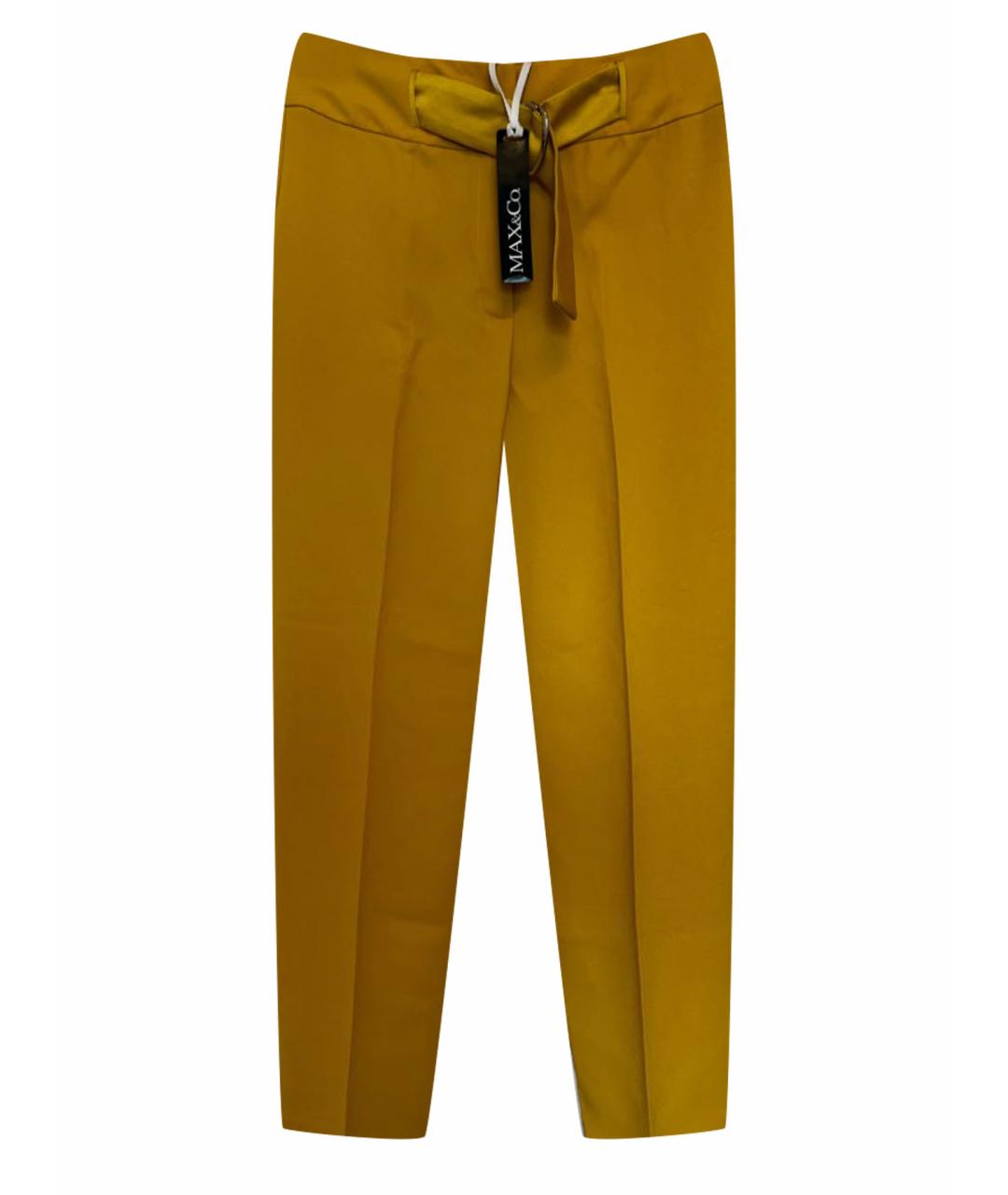 MAX&CO Горчичные полиэстеровые прямые брюки, фото 1