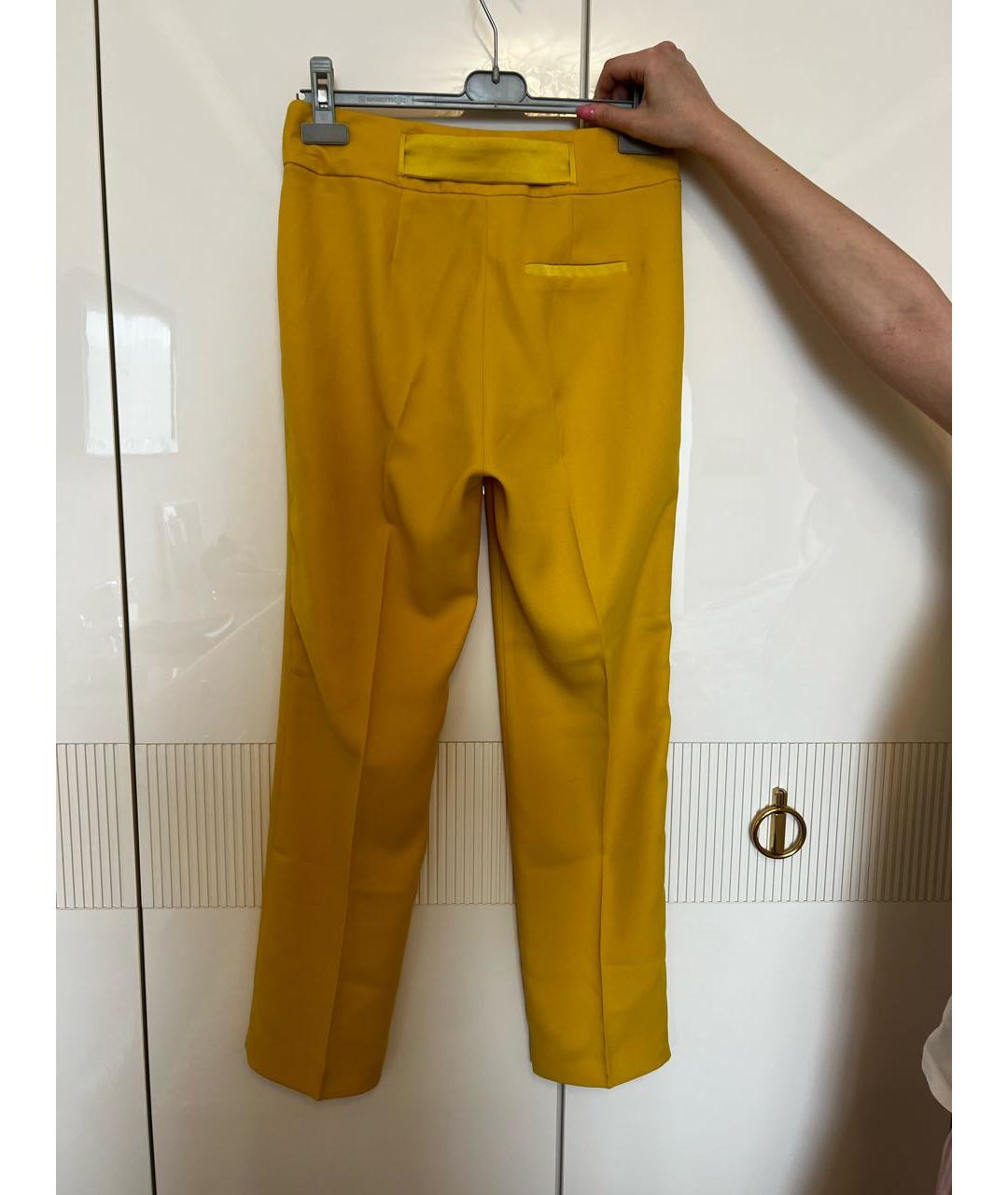 MAX&CO Горчичные полиэстеровые прямые брюки, фото 2