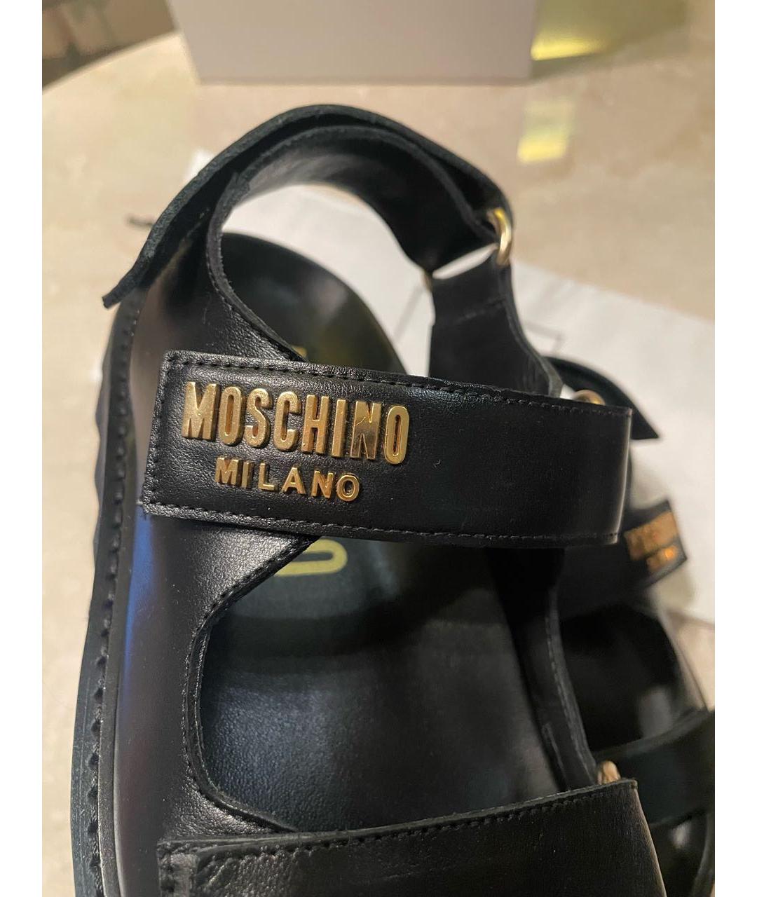 MOSCHINO Черные кожаные сандалии, фото 5