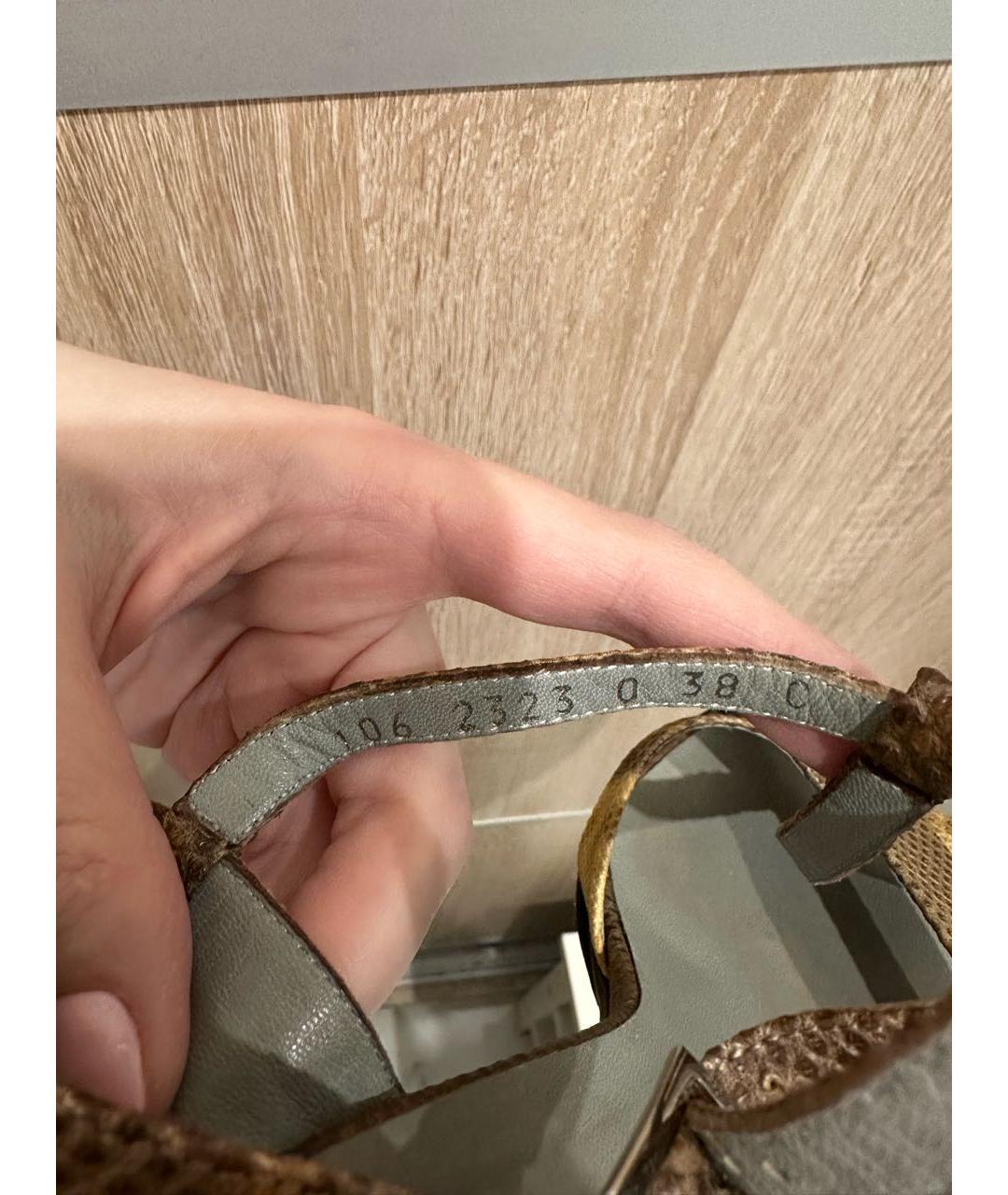 GUCCI Коричневые кожаные босоножки, фото 5