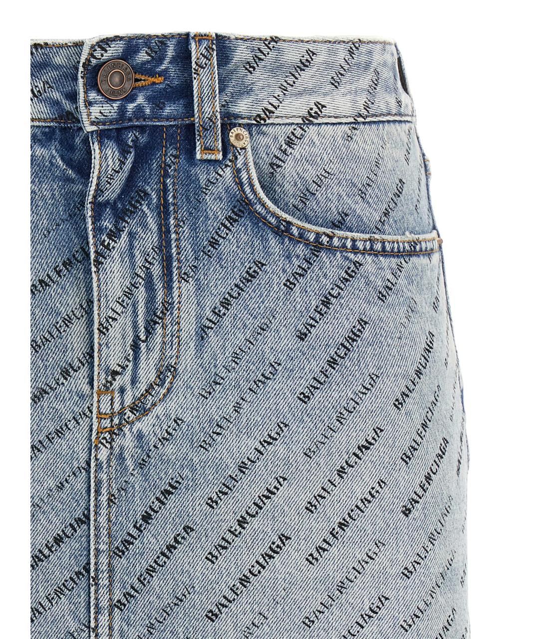 BALENCIAGA Голубая хлопковая юбка мини, фото 3
