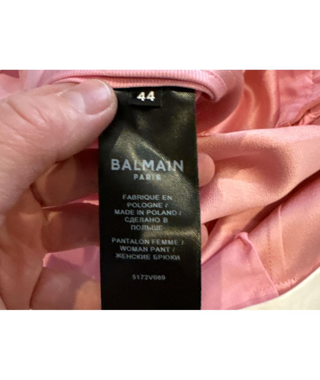 BALMAIN Розовые вискозные брюки узкие, фото 5