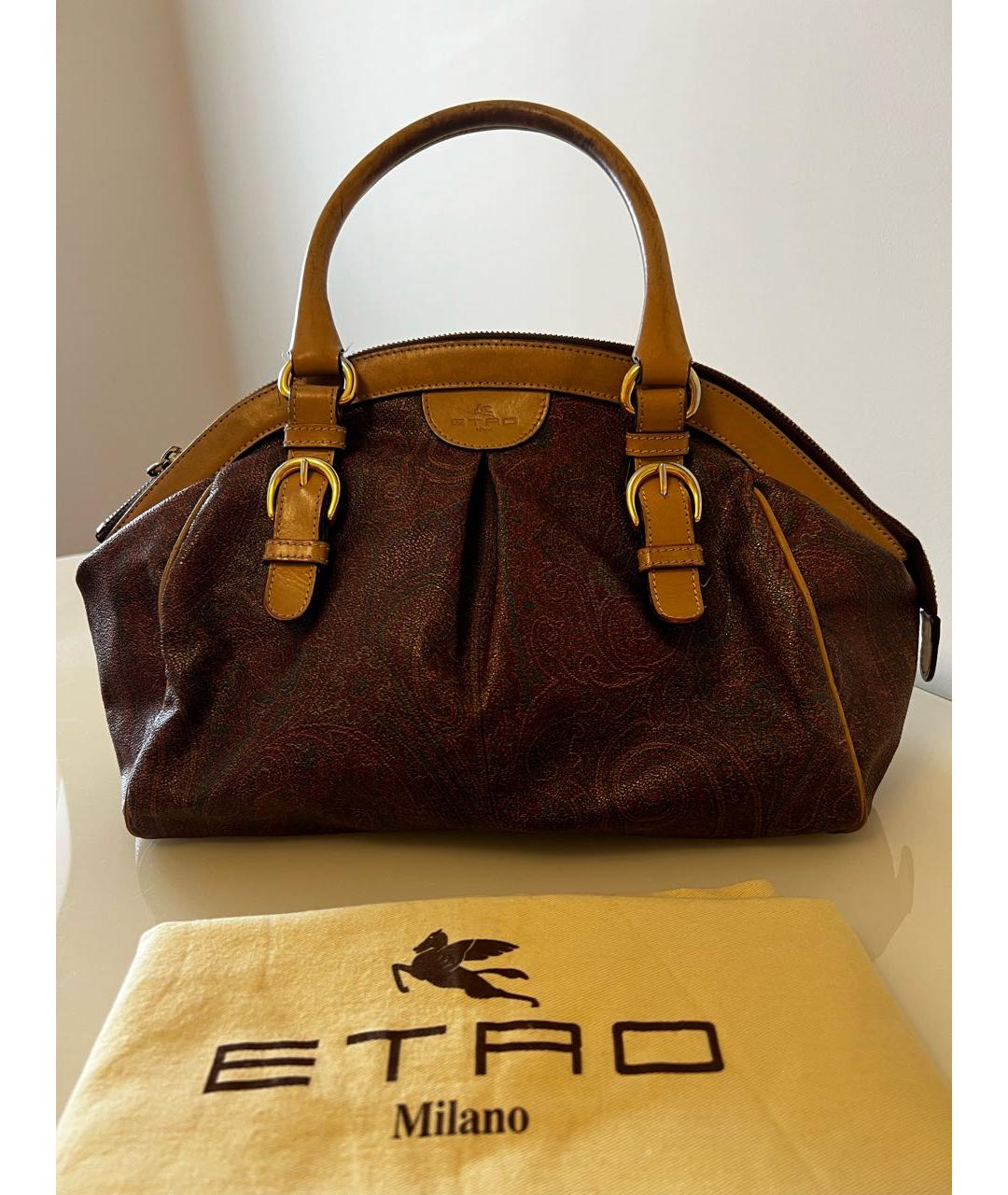 ETRO Коричневая сумка с короткими ручками из искусственной кожи, фото 3