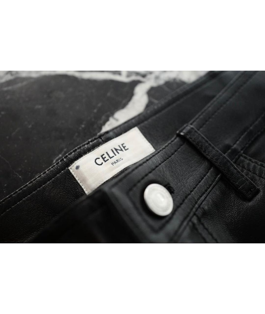 CELINE PRE-OWNED Черные кожаные повседневные брюки, фото 8