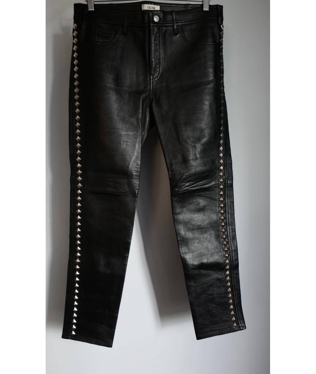 CELINE PRE-OWNED Черные кожаные повседневные брюки, фото 9