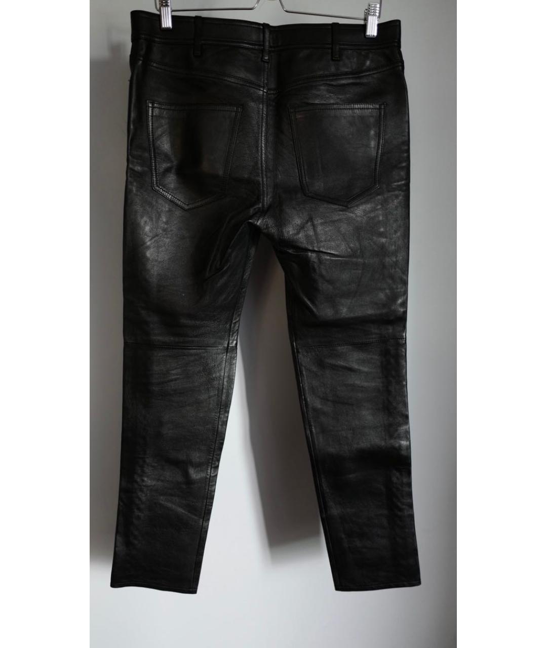 CELINE PRE-OWNED Черные кожаные повседневные брюки, фото 2