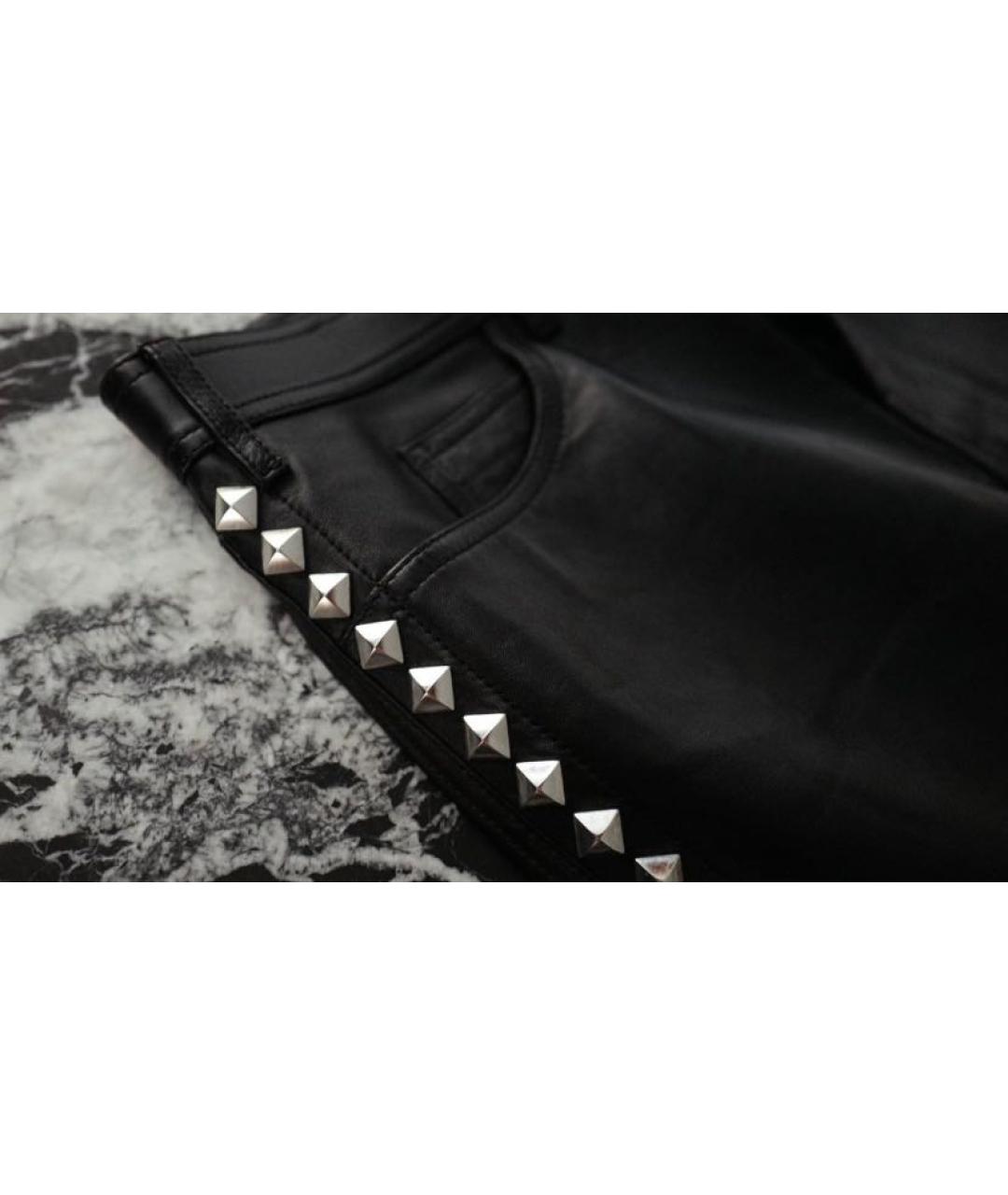 CELINE PRE-OWNED Черные кожаные повседневные брюки, фото 5