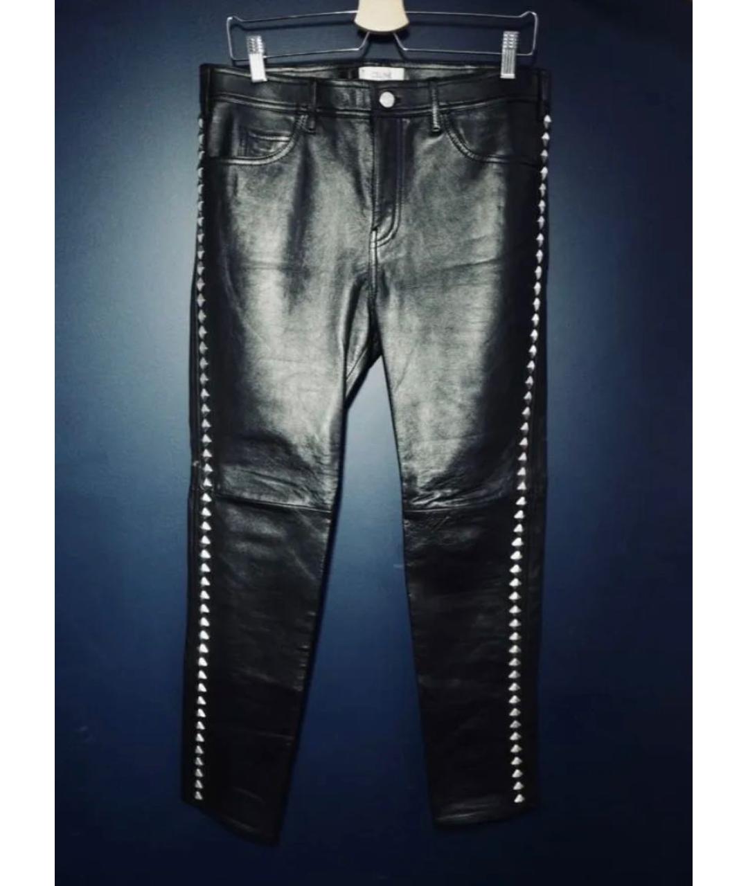 CELINE PRE-OWNED Черные кожаные повседневные брюки, фото 3