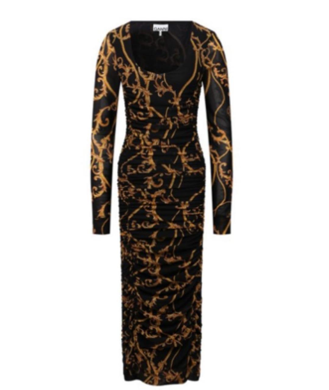 GANNI Черное сетчатое коктейльное платье, фото 1